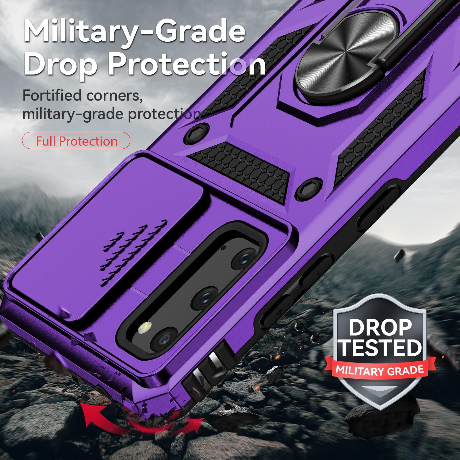 Funda para Samsung Galaxy S20, Galaxy S20 con cubierta deslizante para cámara HD, protección de cámara Soporte giratorio magnético Funda protectora