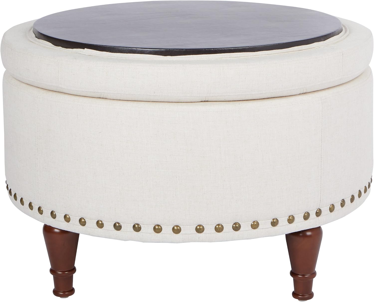 Ave Six OSP Home Furnishings Alloway – Otomana de almacenamiento con clavos de bronce antiguo, tela de lino