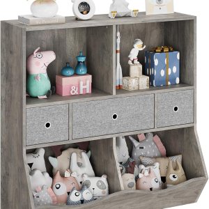 IDEALHOUSE Estantería para niños y organizador de almacenamiento de juguetes con 3 cajones móviles, armario de almacenamiento de piso con 4 IDEALHOUSE Estantería para niños y organizador de almacenamiento de juguetes con 3 cajones móviles, armario de almacenamiento de piso con 4