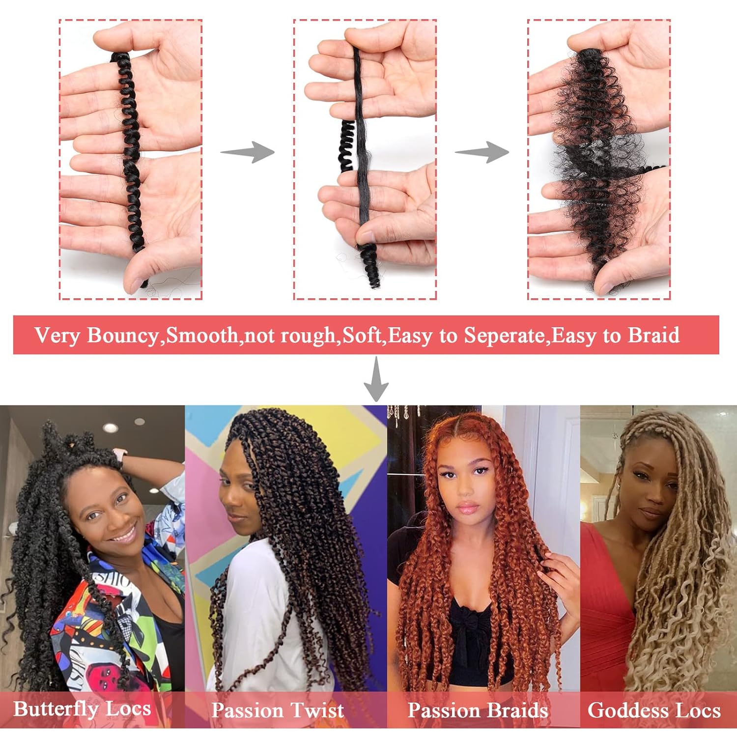 Leeven – pelo rizado de 18 pulgadas en onda de agua de Crochet Twist, 6 unidades, pasión de Twist Crochet, pelo sintético para mujeres negras