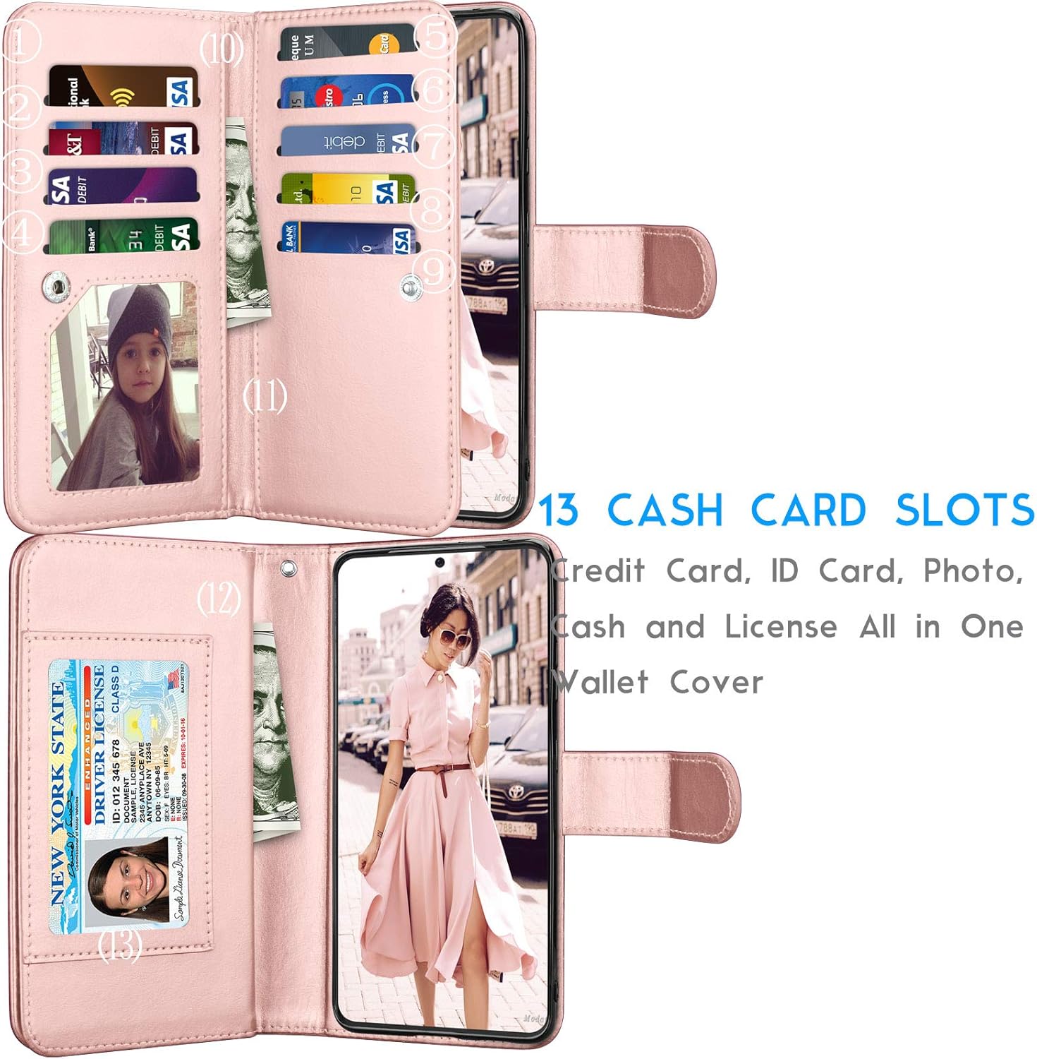 Tekcoo Funda tipo cartera para Galaxy S21 Ultra, piel sintética de lujo, para tarjetas de crédito, con ranuras para tarjetas de crédito, funda