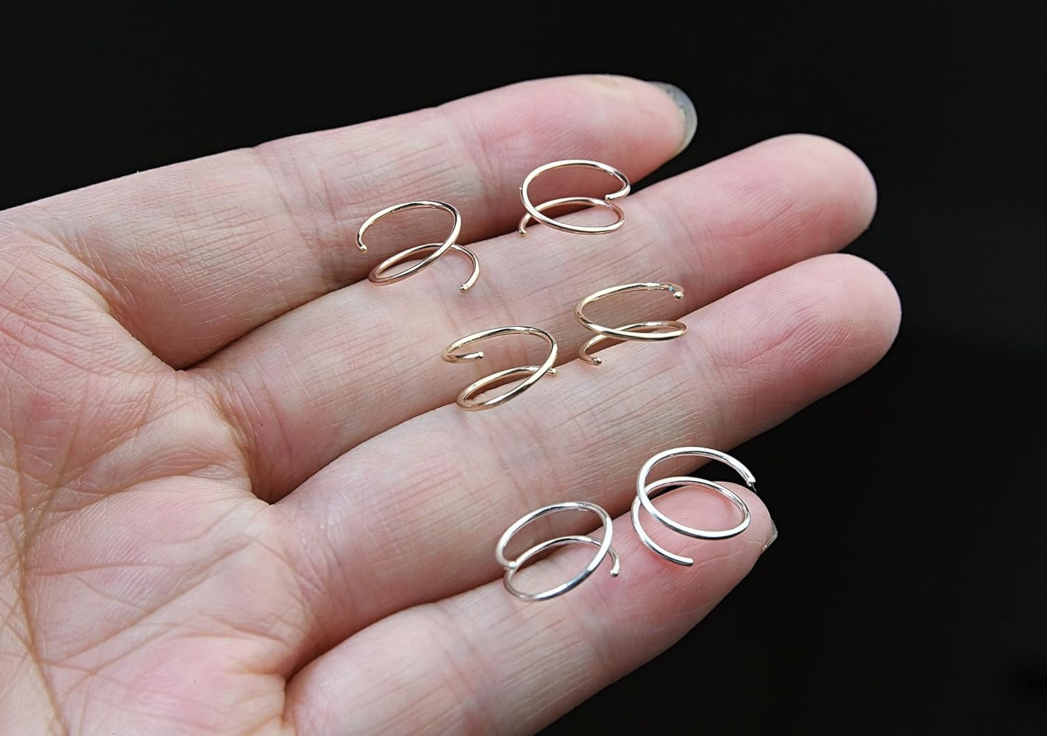 14k Rose Gold Filled Spiral Double Hoop Earrings for Single Piercing  Twist Small Hoop Earrings  Double Helix Cartilage Hoop Earring  Double