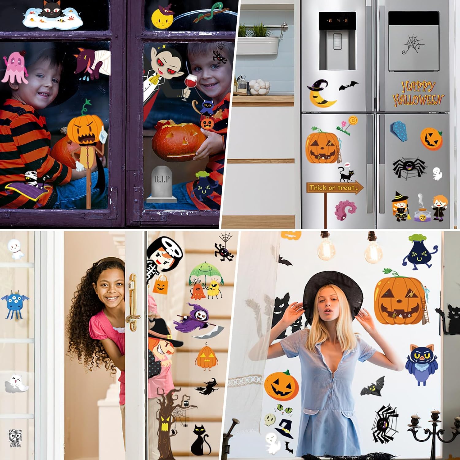 Adhesivos de Halloween para ventana, 9 hojas de decoración de ventana de Halloween, calcomanías de Halloween para ventana, lindo fantasma de
