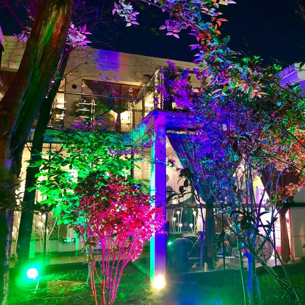 Iluminación de paisaje de bajo voltaje de 10 W, luces LED RGB que cambian de color, control remoto, impermeable, proyector de jardín, patio, lámpara