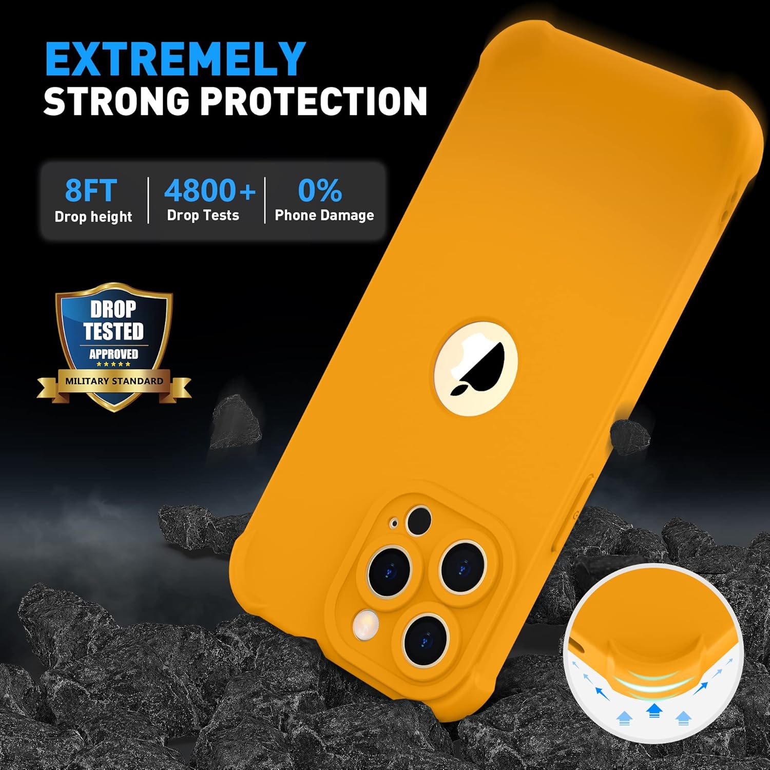 ORETECH Funda para iPhone 13 Pro Max, con 2 protectores de pantalla prueba de caídas de grado militar de 10 pies protección de cámara 360 a prueba