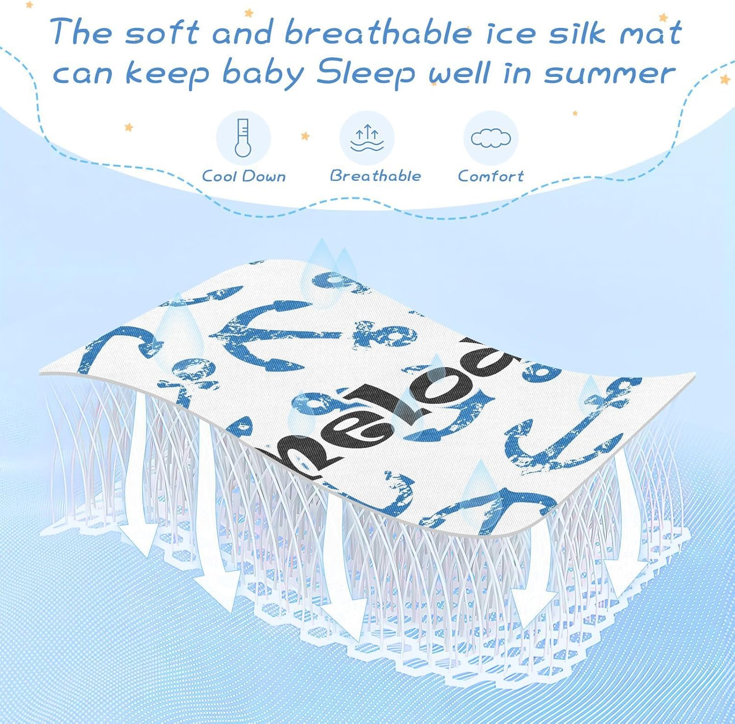 Custom Anchors Crib Mattress Protector Pad for Boys Girls Baby Ice Silk Mat Bed Crib Mattress Pad Mat Cooling Mattress Topper for Pack N Play