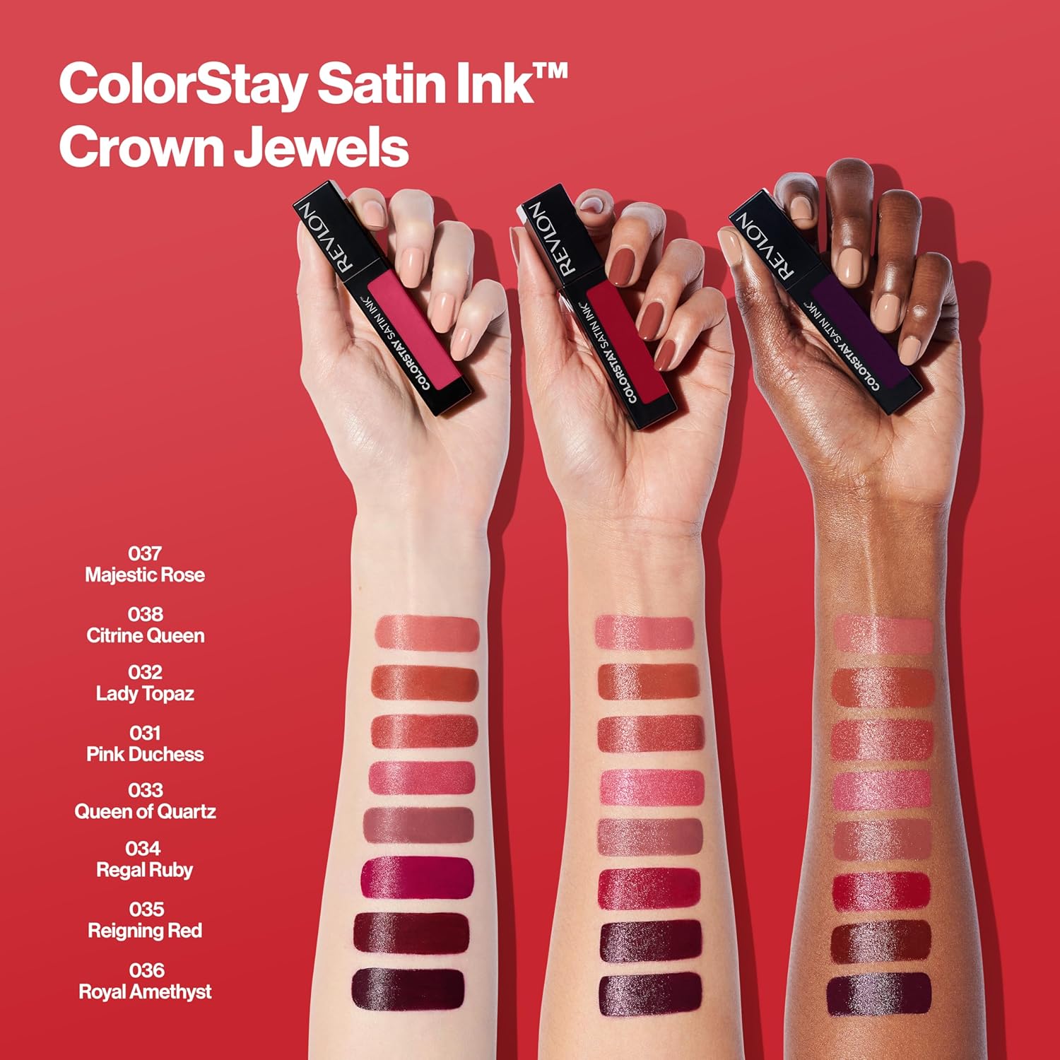 Revlon ColorStay Satin Ink Crown Jewels Lápiz labial líquido, duradero e impermeable, fórmula cremosa hidratante infundida con aceite de semilla de