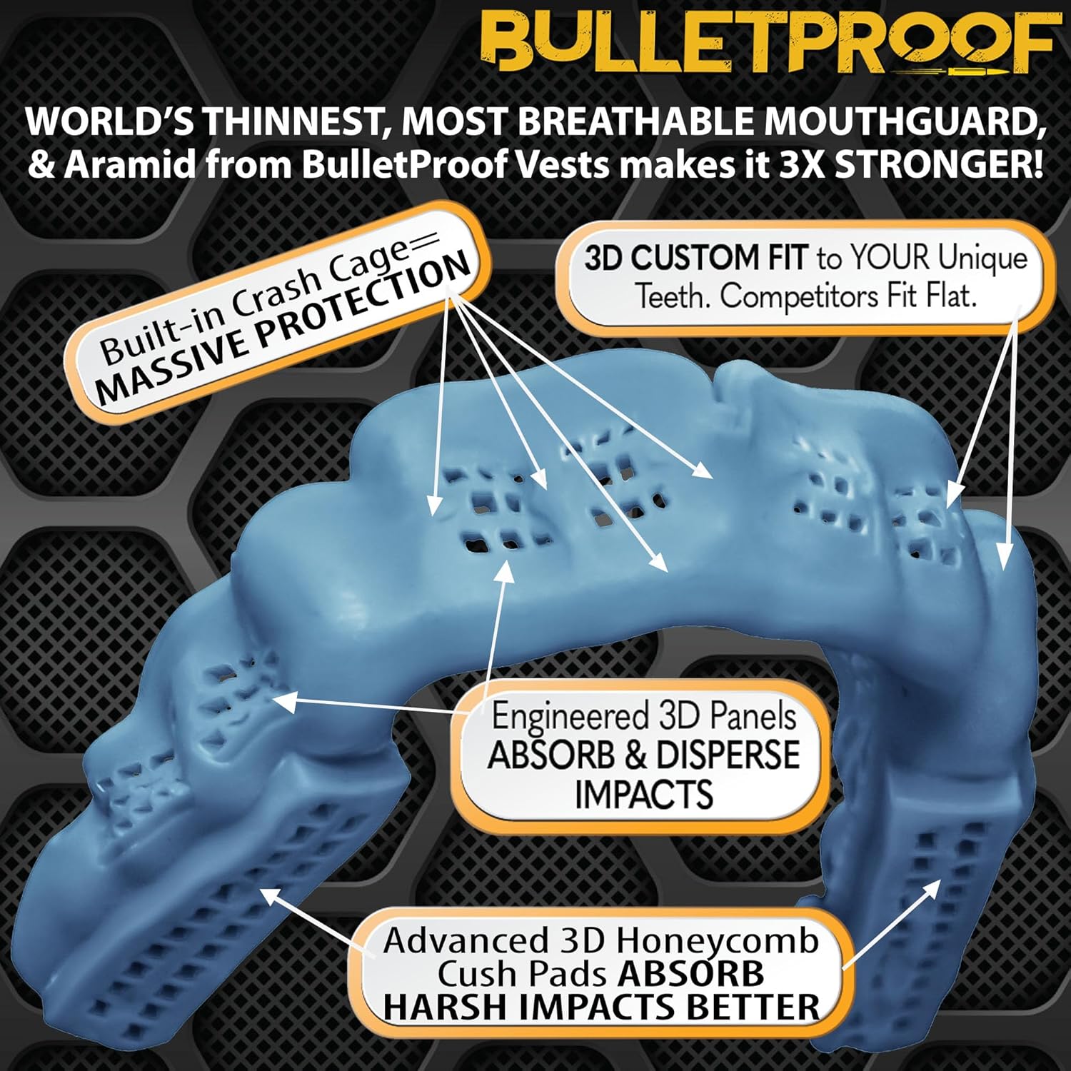 Bulletproof Worlds Thinnest Most Breathable Mouth Guard is 3X Stronger! BJJ Football MMA Basketball Hockey Lacrosse Rugby Boxing Sports Mouthguard