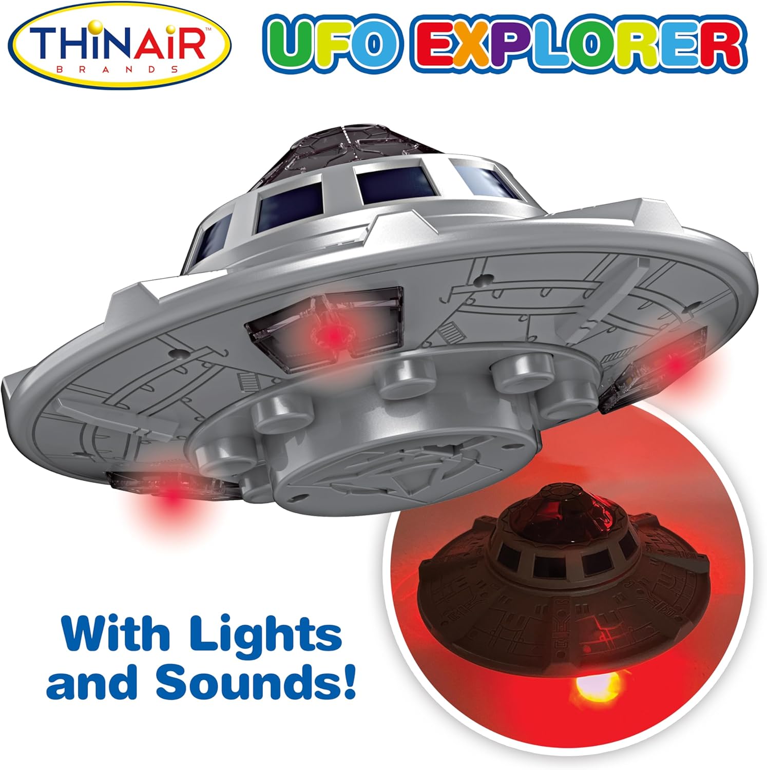Nature Bound Juguete espacial de nave espacial OVNI, juego de nave espacial para niños con dos extraterrestres, luces y sonidos, aventura educativa