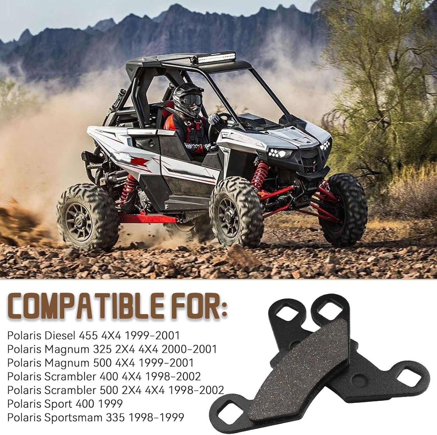 Sollon Pastillas de freno delanteras y traseras para Polaris Sportsman 500 400 350 Xplorer 300 400 500 Big Boss 250 300 350 400 500 Scrambler 400L