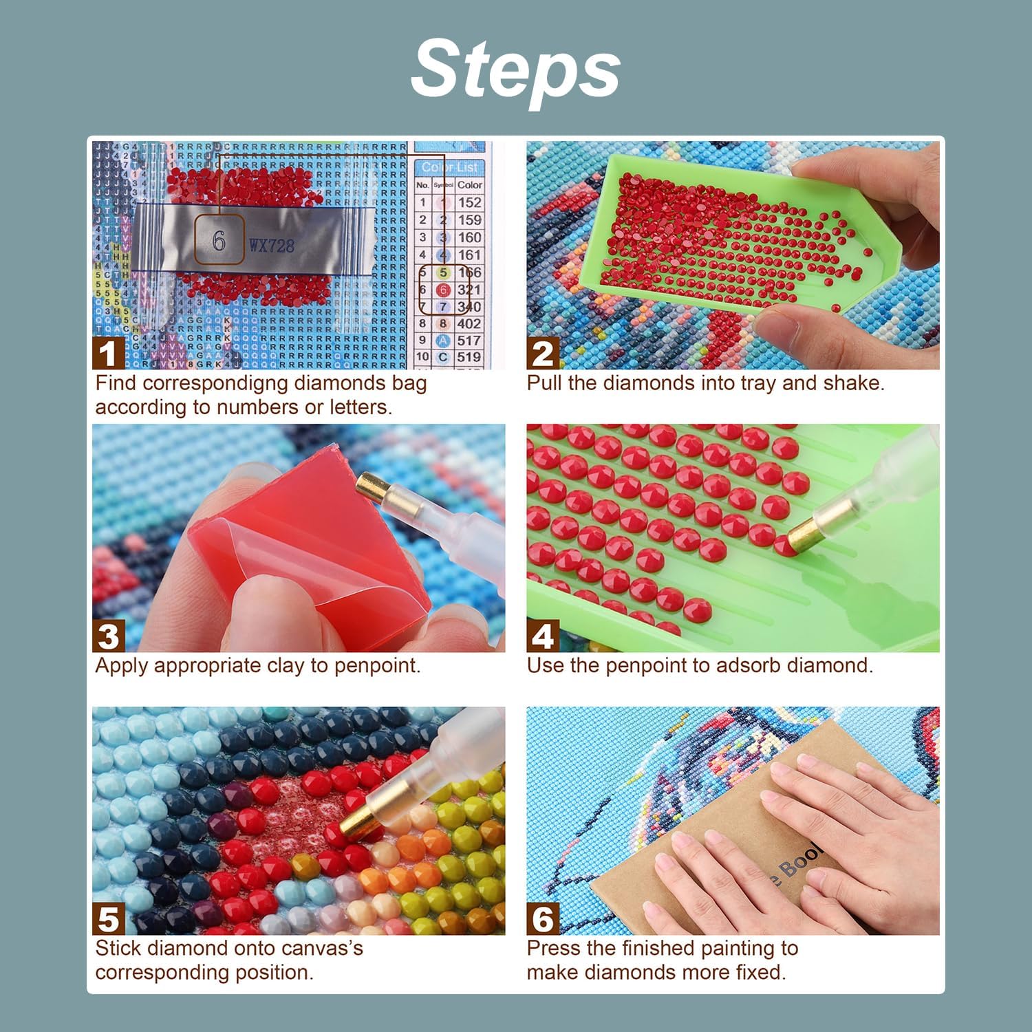 Stalente Kits de pintura de diamantes para adultos, kits de arte de diamantes 5D para principiantes, pintura de diamante redonda para decoración de