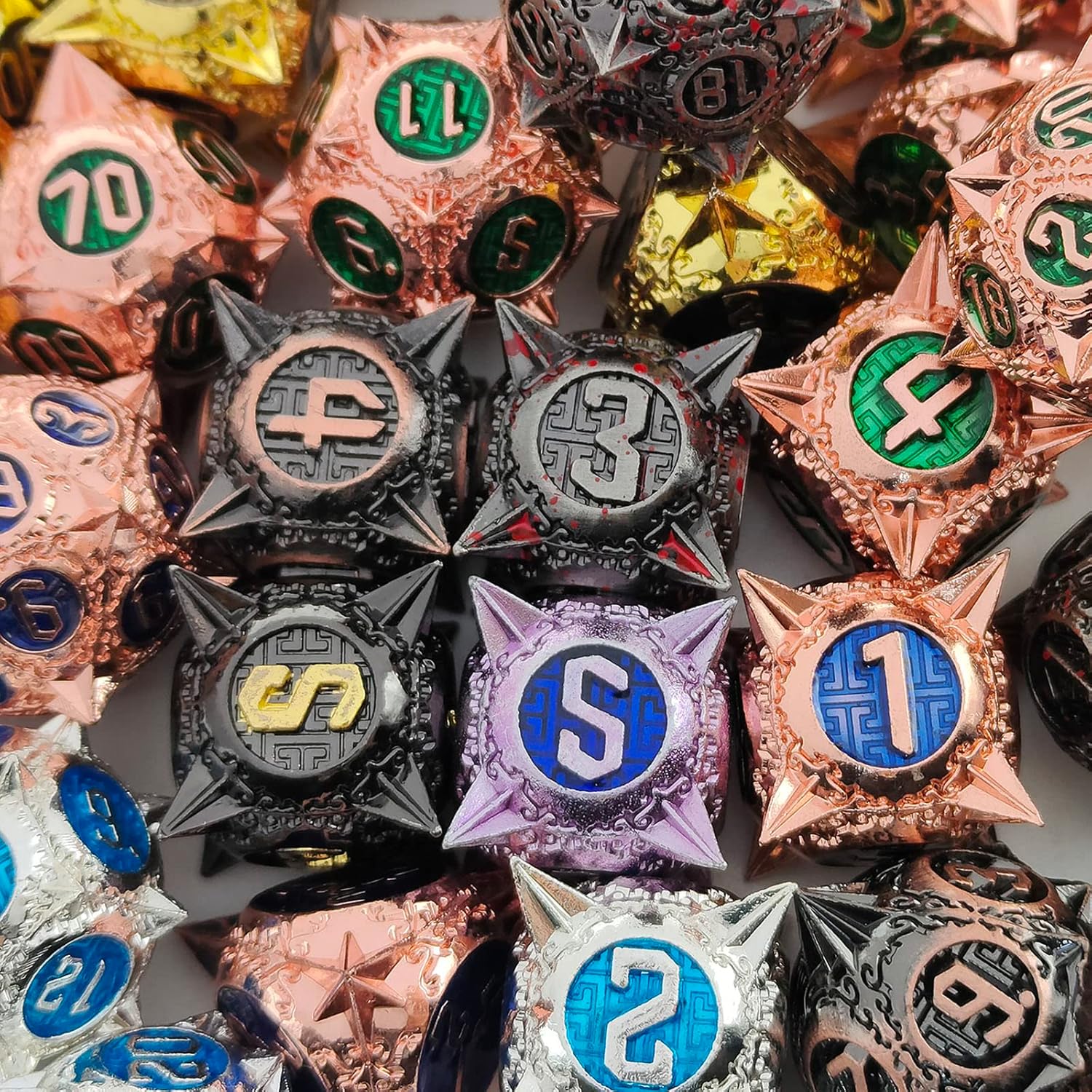 Juego de dados de metal DND, dados de punta redonda, 7 dados poliédricos, MTG Pathfinder D20, juego para juegos de rol RPG, juego de dados D20,