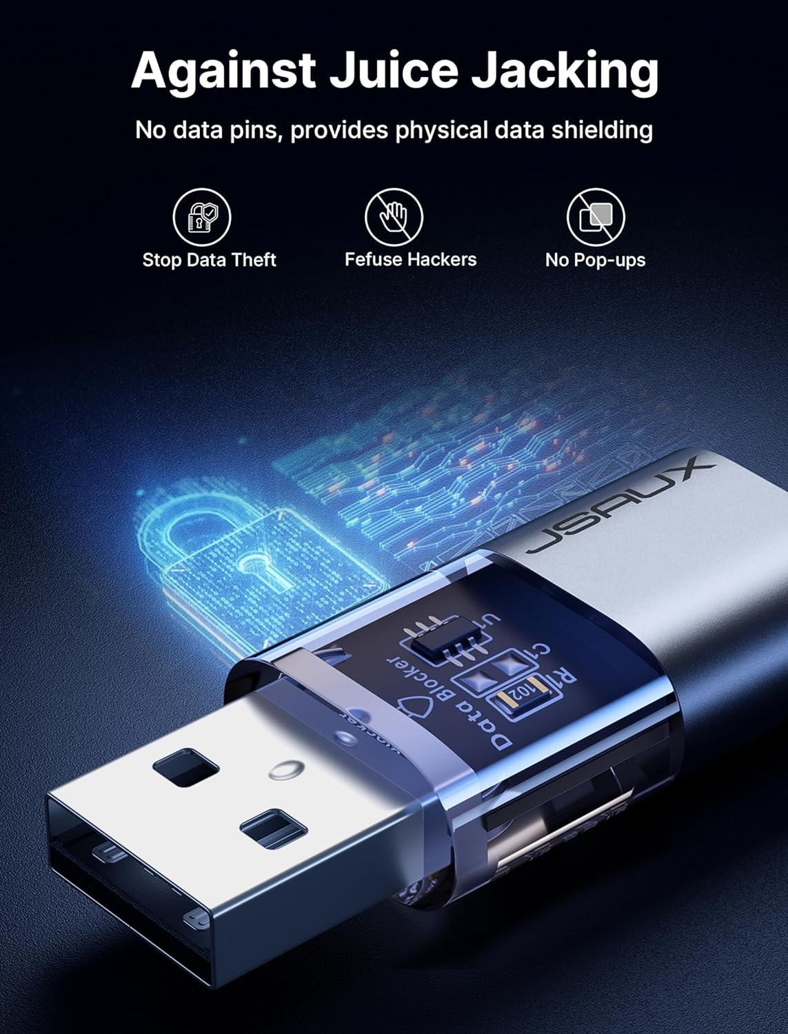 JSAUX Bloqueador de datos USB y bloqueador de datos USB C (paquete de 4), bloqueador de datos USB-A transparente a USB-A y USB-C a USB-C solo para