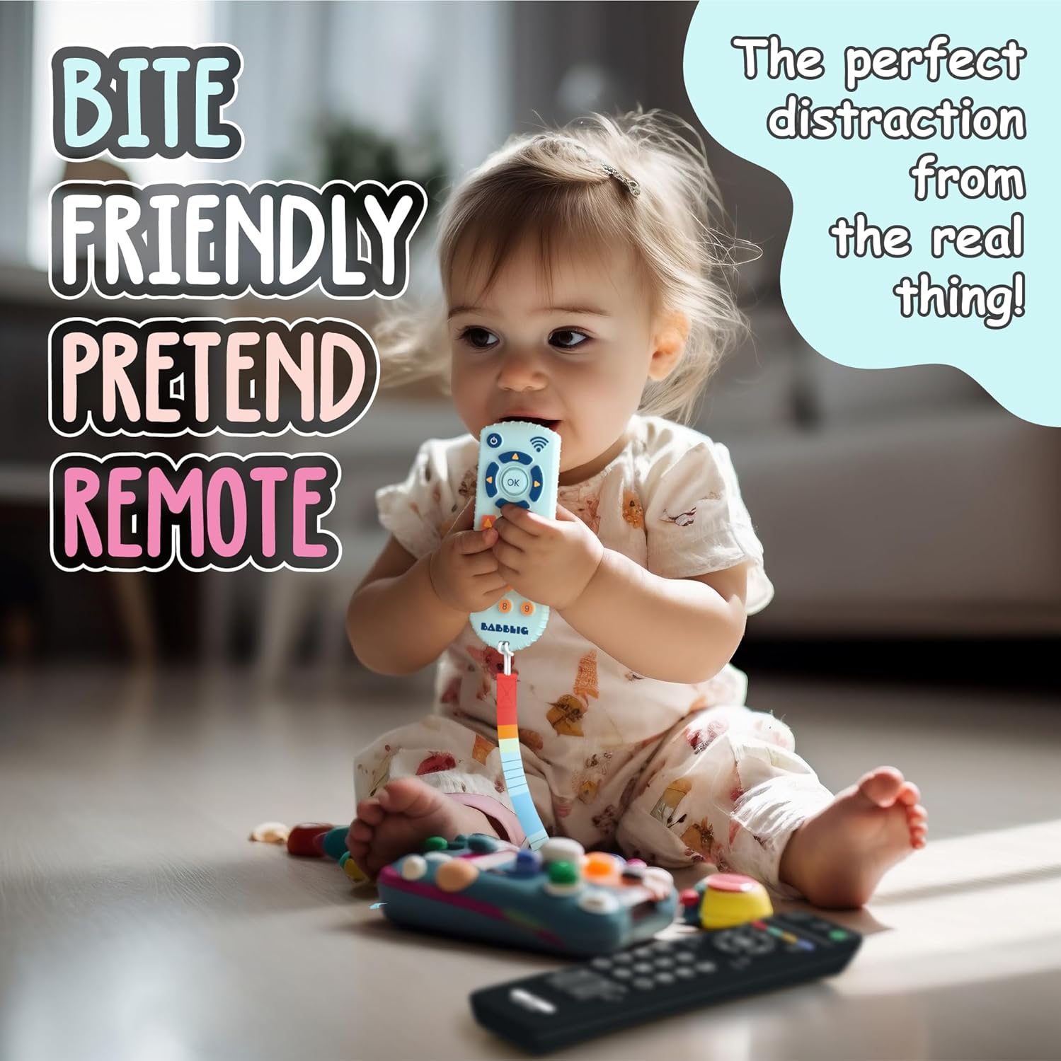 Control remoto de juguete para bebé, control remoto de dentición para bebé, sin BPA y duradero, mordedores para bebés de 0 a 6 meses, mordedores
