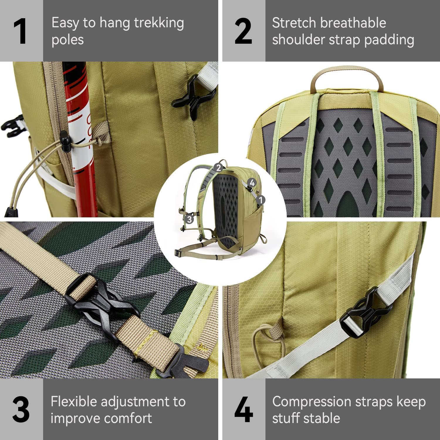 KAILAS Q-WIND II – Mochila de senderismo de 28 litros con cubierta de lluvia para hombres y mujeres, impermeable, ligera, para viajes al aire libre