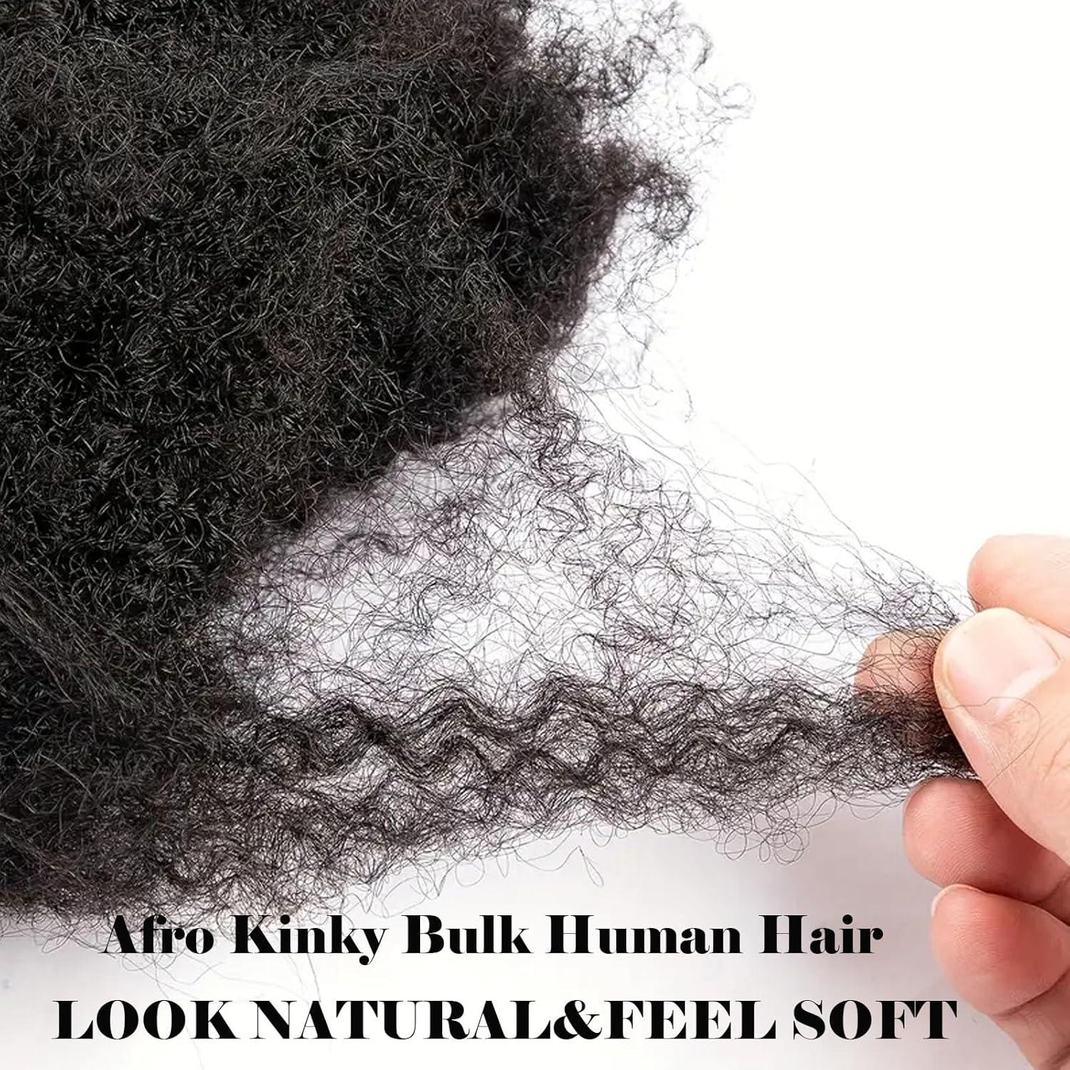 Afro Kinkys – Extensiones de cabello humano a granel para extensiones de rastas de 8 pulgadas, 1.06 oz, color negro natural, cabello humano trenzado