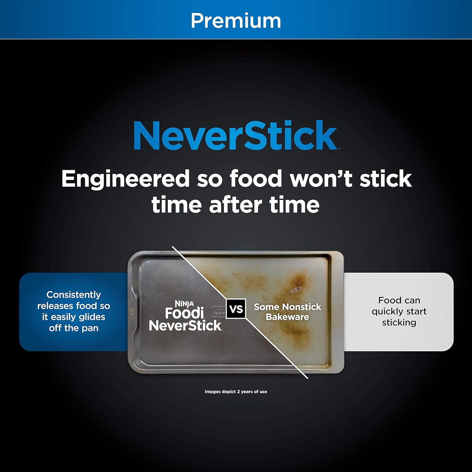 Ninja B30015 Foodi NeverStick Premium – Bandeja para hornear de 10 x 15 pulgadas, antiadherente, apta para horno hasta 500F, apta para lavavajillas,