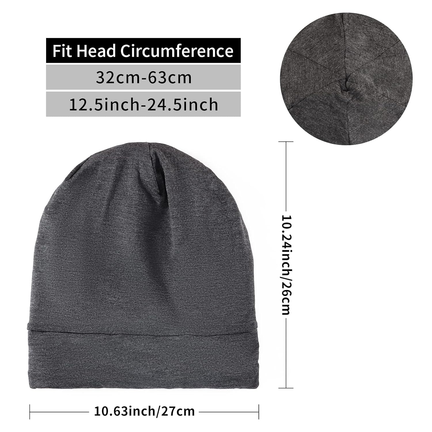 Kenllas Large Sleeping Bonnet for Men – Winter Adjustable Double Layer Silk Satin & Bamboo Cotton Cap for Dreadlock Braid Hair Care Dark Gray