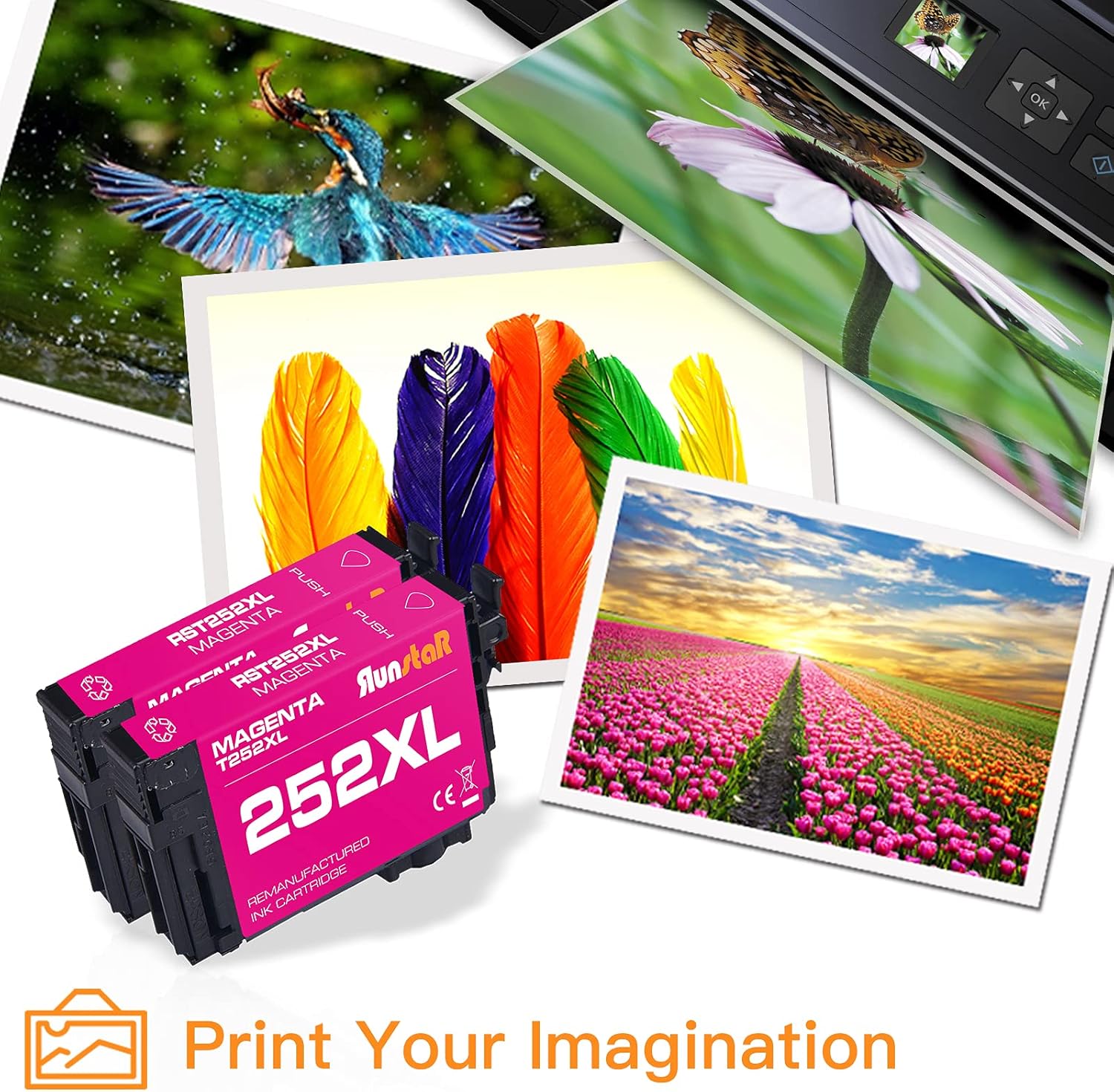 Run Star Paquete de 2 cartuchos de tinta remanufacturados magenta 252XL de repuesto para Epson 252XL T252XL uso para impresoras Epson Workforce