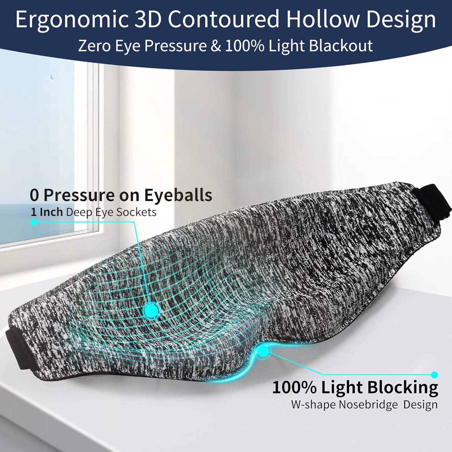 BeeVines Máscara de ojos 3D para dormir, 2 paquetes de antifaz de sueño prémium para extensiones de pestañas, 100% opaca y ligera, máscaras de