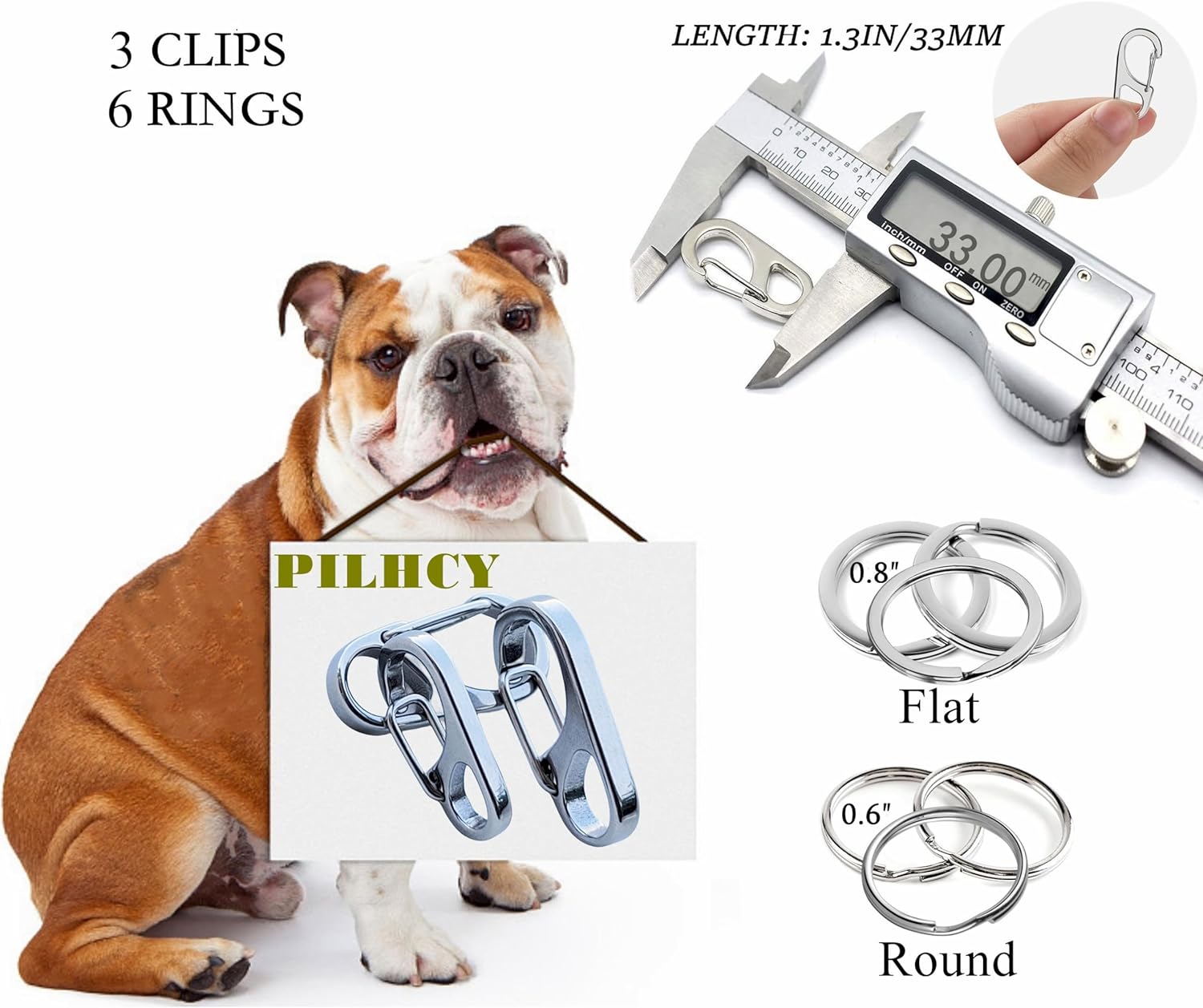 Clips rápidos para etiqueta para mascotas, clips de identificación de mascotas hechos de acero inoxidable, perfectos para perros medianos y grandes