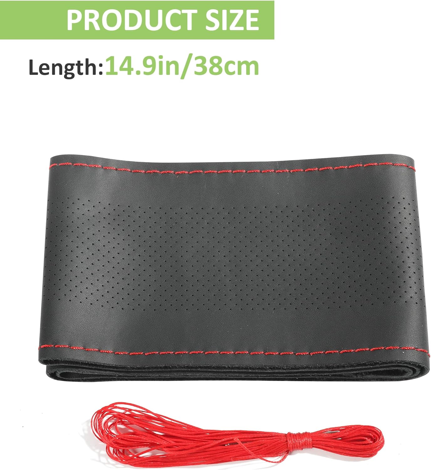 Funda para volante, funda de cuero para volante, accesorios de automóvil universal de 15 pulgadas para volante, protector de cubierta para volante