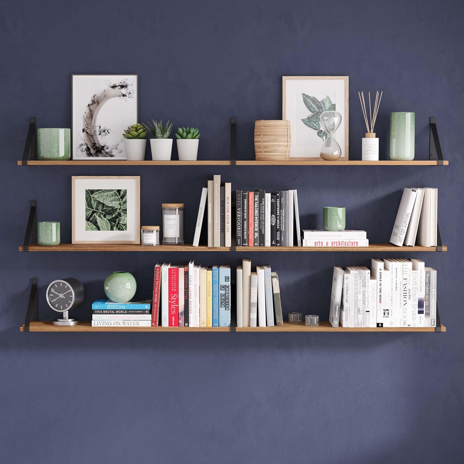 Wallniture Bora – Estantes flotantes rústicos de 60 x 6 pulgadas para almacenamiento en pared, estantes de pared para dormitorio, oficina y cocina,