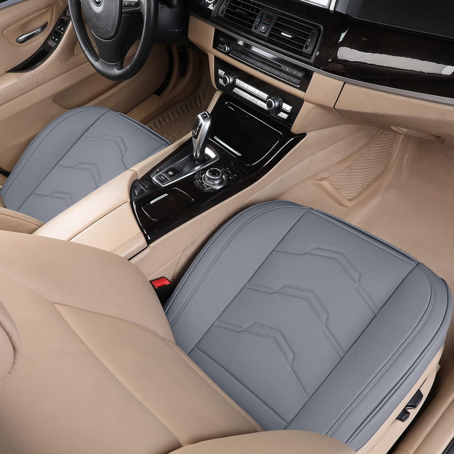 COCOVER 2 fundas de asiento delantero inferior de automóvil, protectores de piel sintética para asientos delanteros, cojines impermeables y