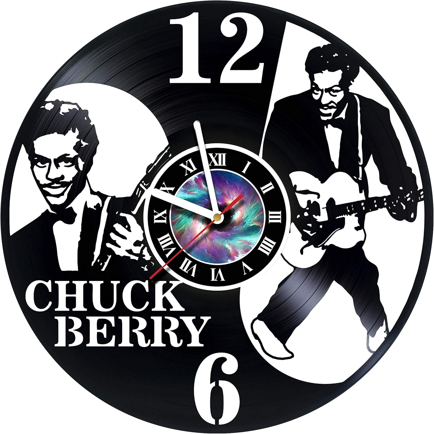 Chuck Berry  Reloj de pared de vinilo para regalos únicos para cumpleaños, películas, Navidad, ideas para niños, niñas, hombres, mujeres, adultos,