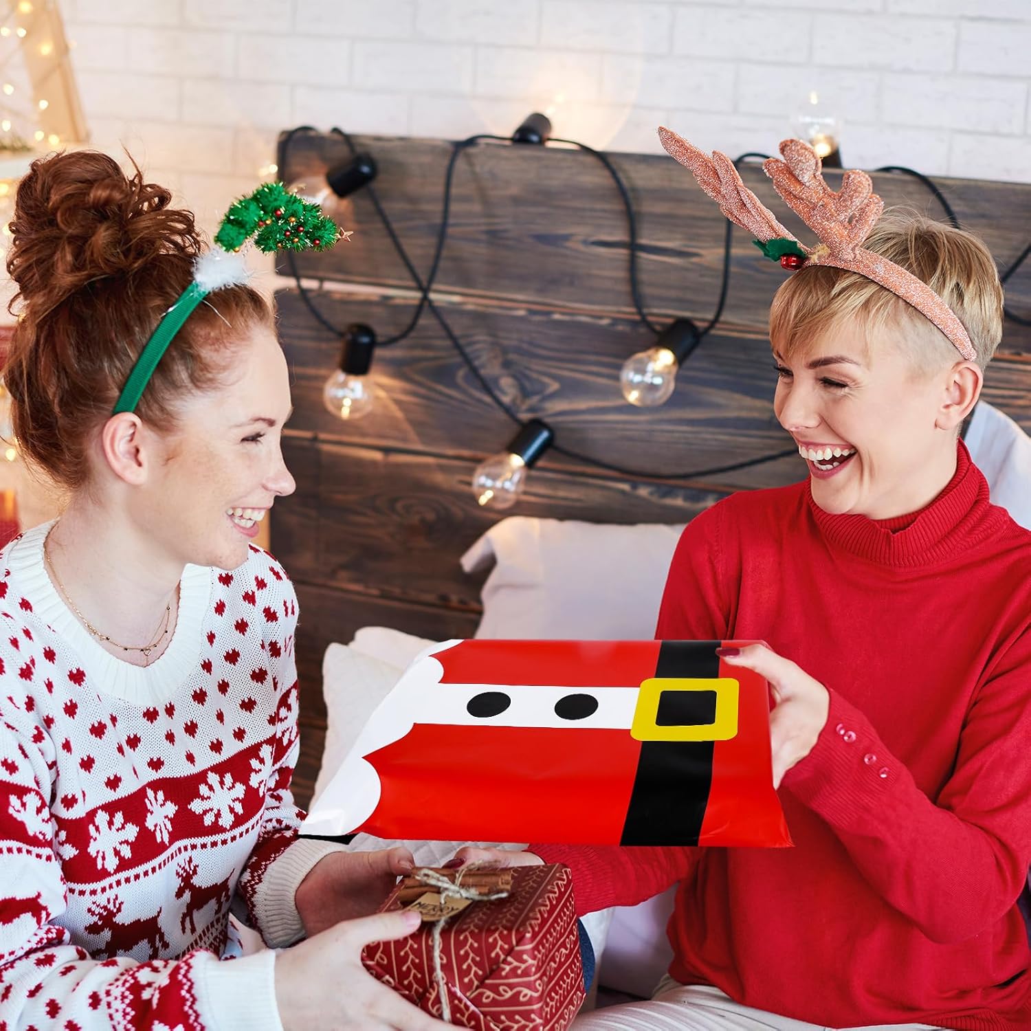 AnyDesign – 100 sobres de polietileno de Navidad de 10 x 13 pulgadas, bolsas de envío con diseño clásico de Papá Noel, bolsas de envío con