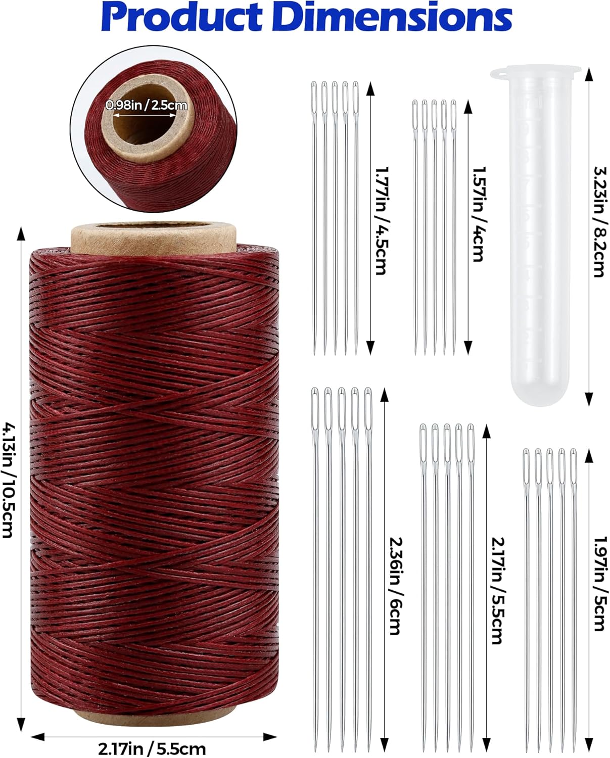 PLANTIONAL – Hilo encerado de costura para tapicería de piel PLANTIONAL 218 yardas, juego de cuerdas de cera 210D con 25 agujas de coser grandes a