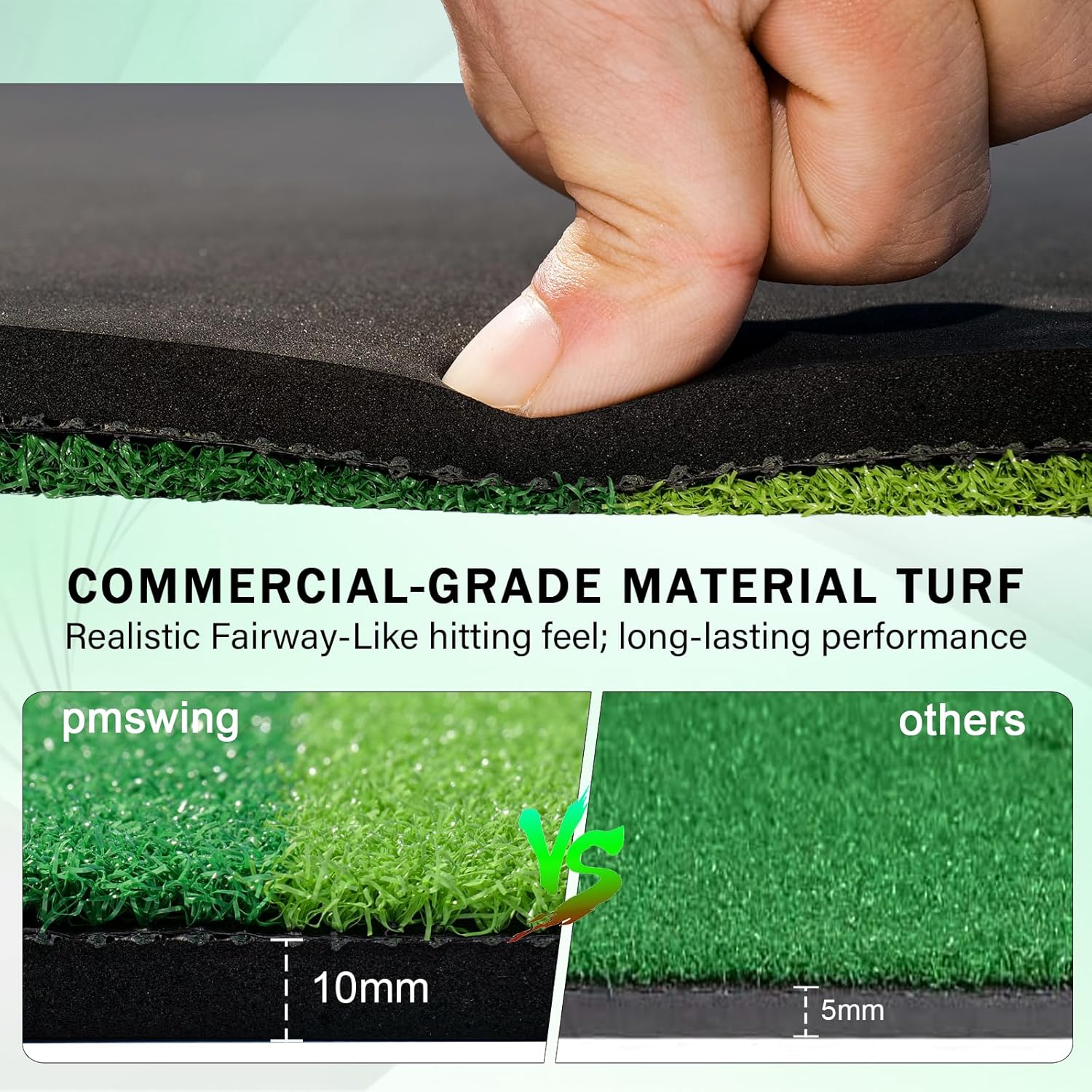 Tapete de golf grueso de 5 x 4 pies, tapetes de golf para práctica en interiores y exteriores con alineación de guía de rayas, césped artificial