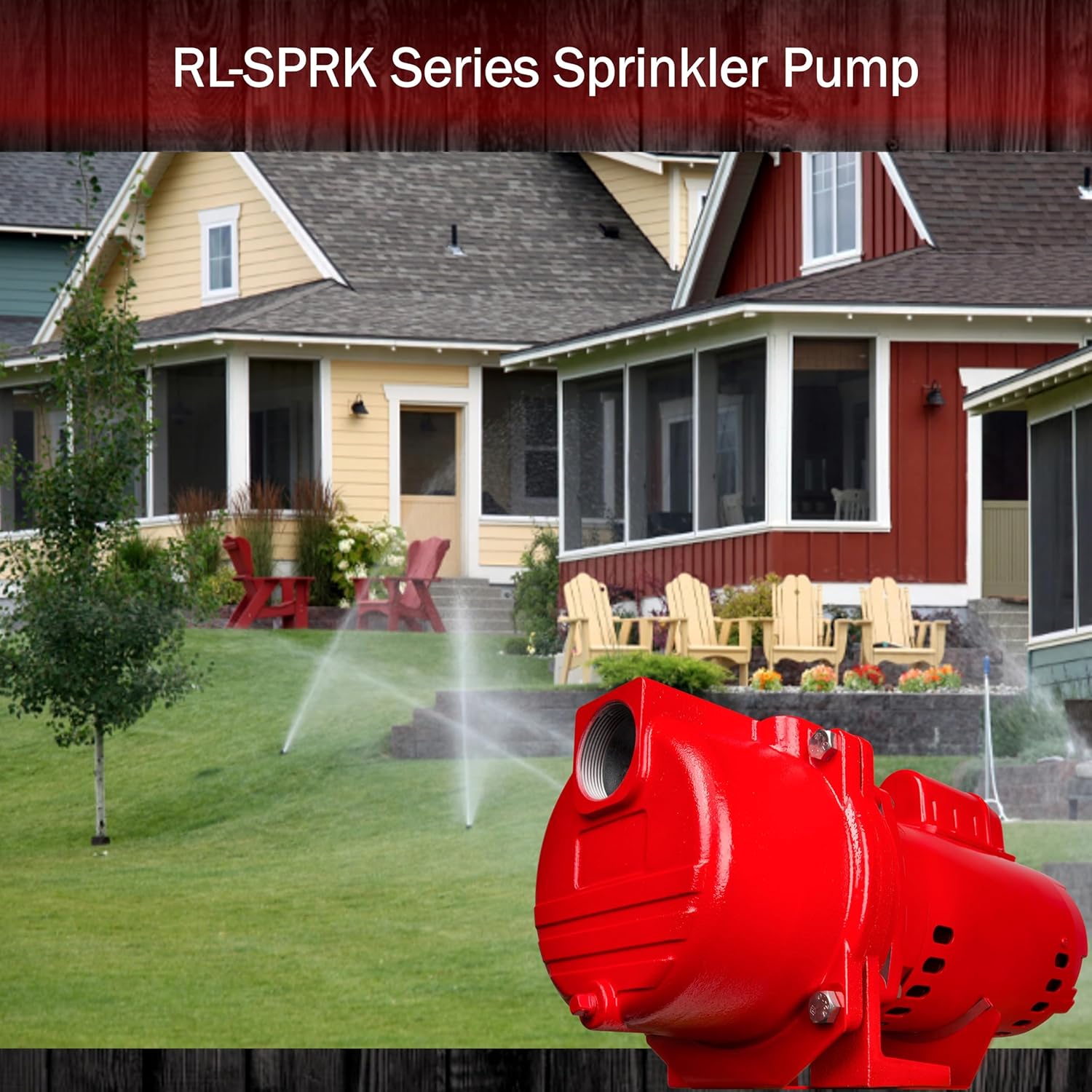 Red Lion RL-SPRK-200-BR, 230 voltios, 2HP, 77 GPH, bomba de riego con impulsor de latón, rojo, 97102002
