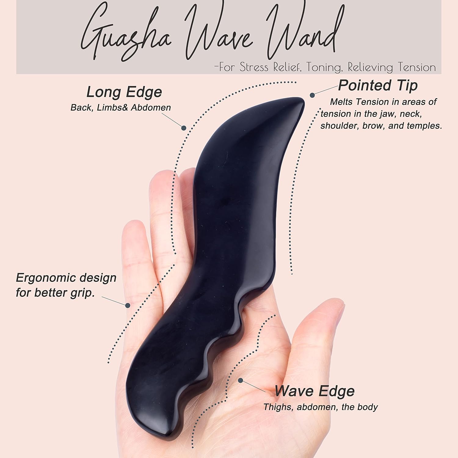 Gua Sha Herramientas de masaje corporal facial, herramientas de masaje de raspado Gua Sha, herramienta de masaje tradicional de piedra Bian,