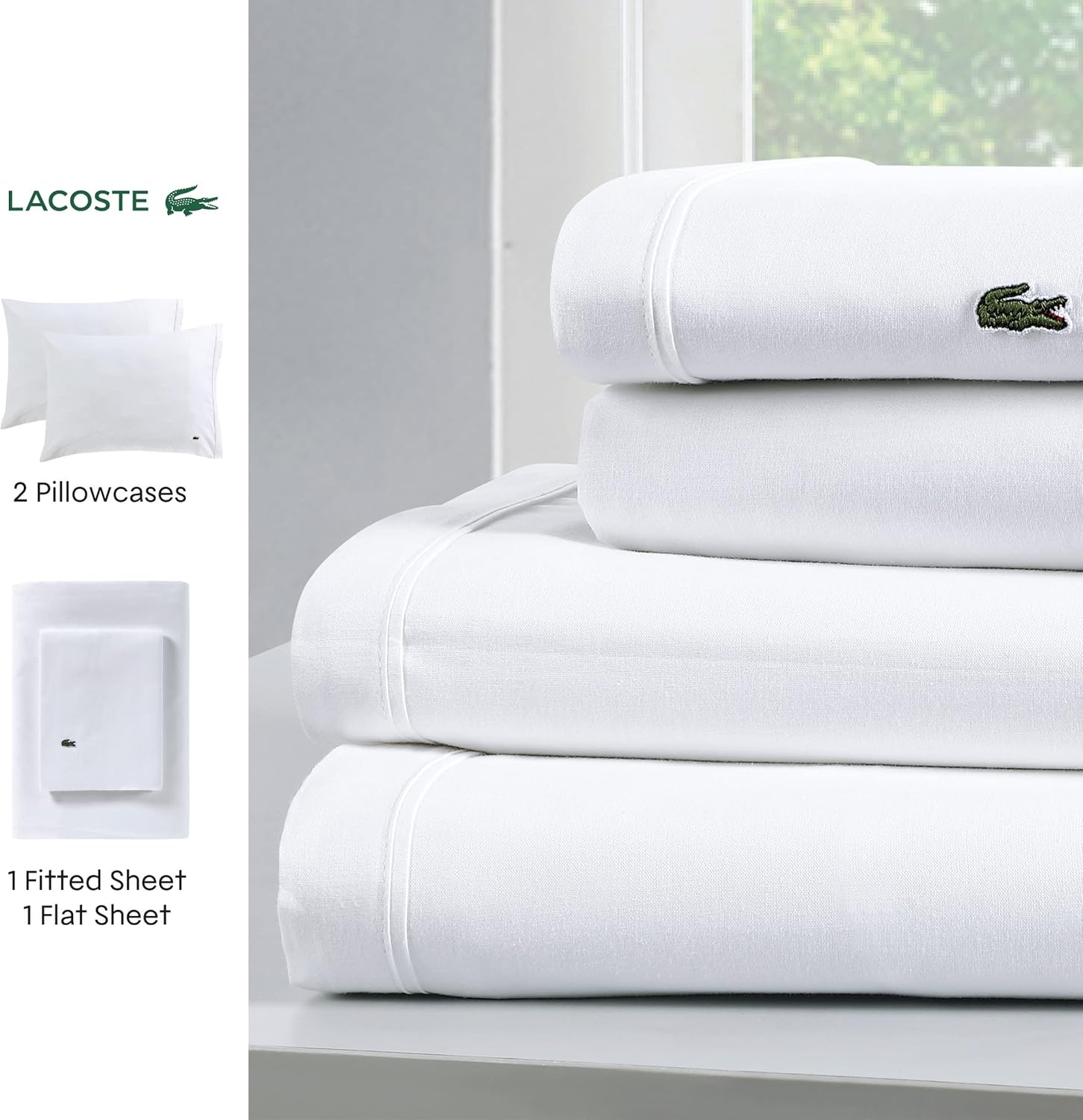 Lacoste – Sábana de percal, color sólido