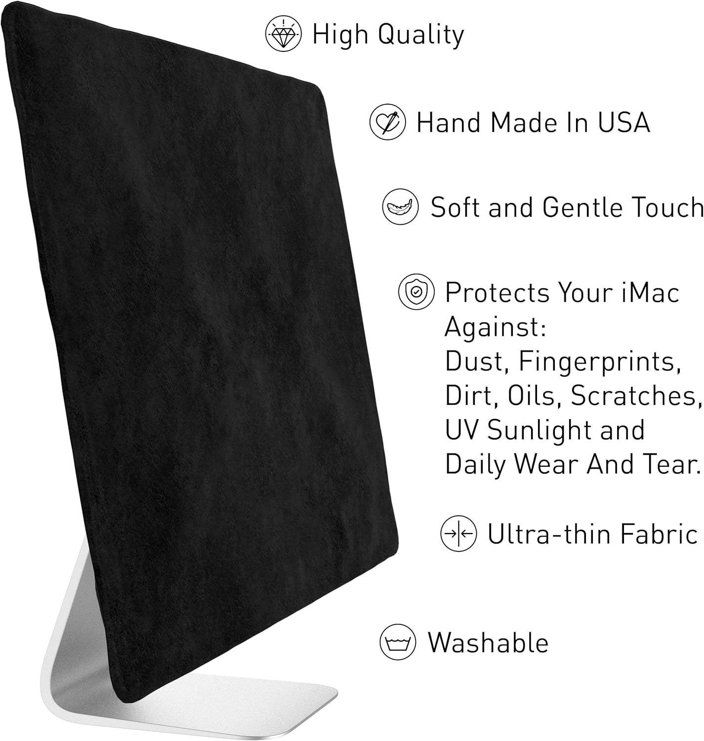 Kuzy Funda para iMac de 27 pulgadas, versión 2020, 2019, 2017, modelos A2115, A1862, A1419, A1312, Retina 5K, 4K, protector de pantalla, color negro