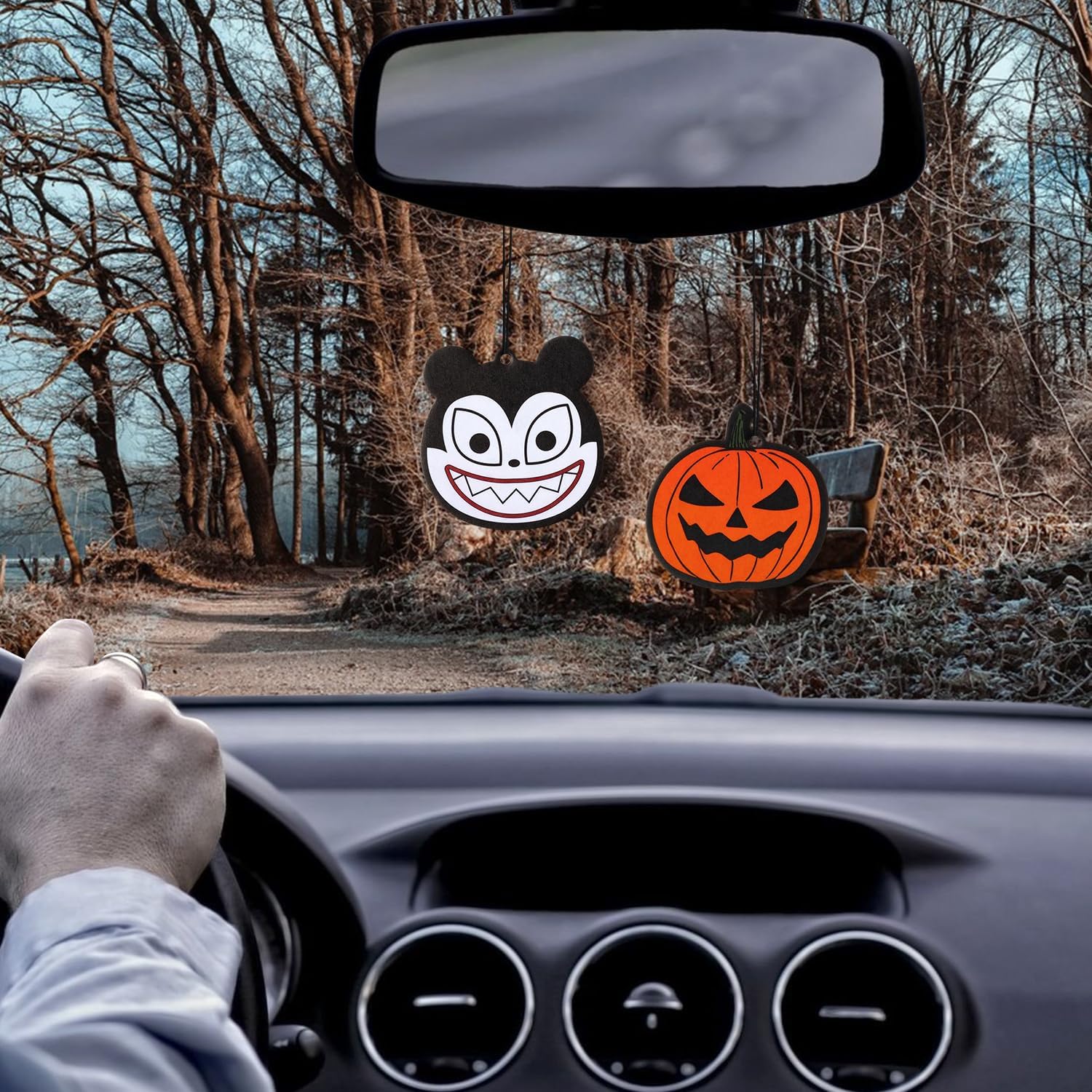 L1rabe 12 ambientadores navideños para automóvil, Jack y Sally, diseño de calavera de dibujos animados de Navidad, tarjetas perfumadas con fragancia