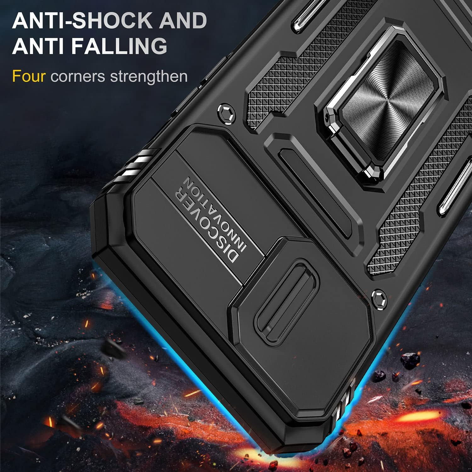 SEFING Funda para iPhone 12 Pro Max, funda para iPhone 12 Pro Max con funda para cámara, con soporte de anillo y función de montaje magnético para