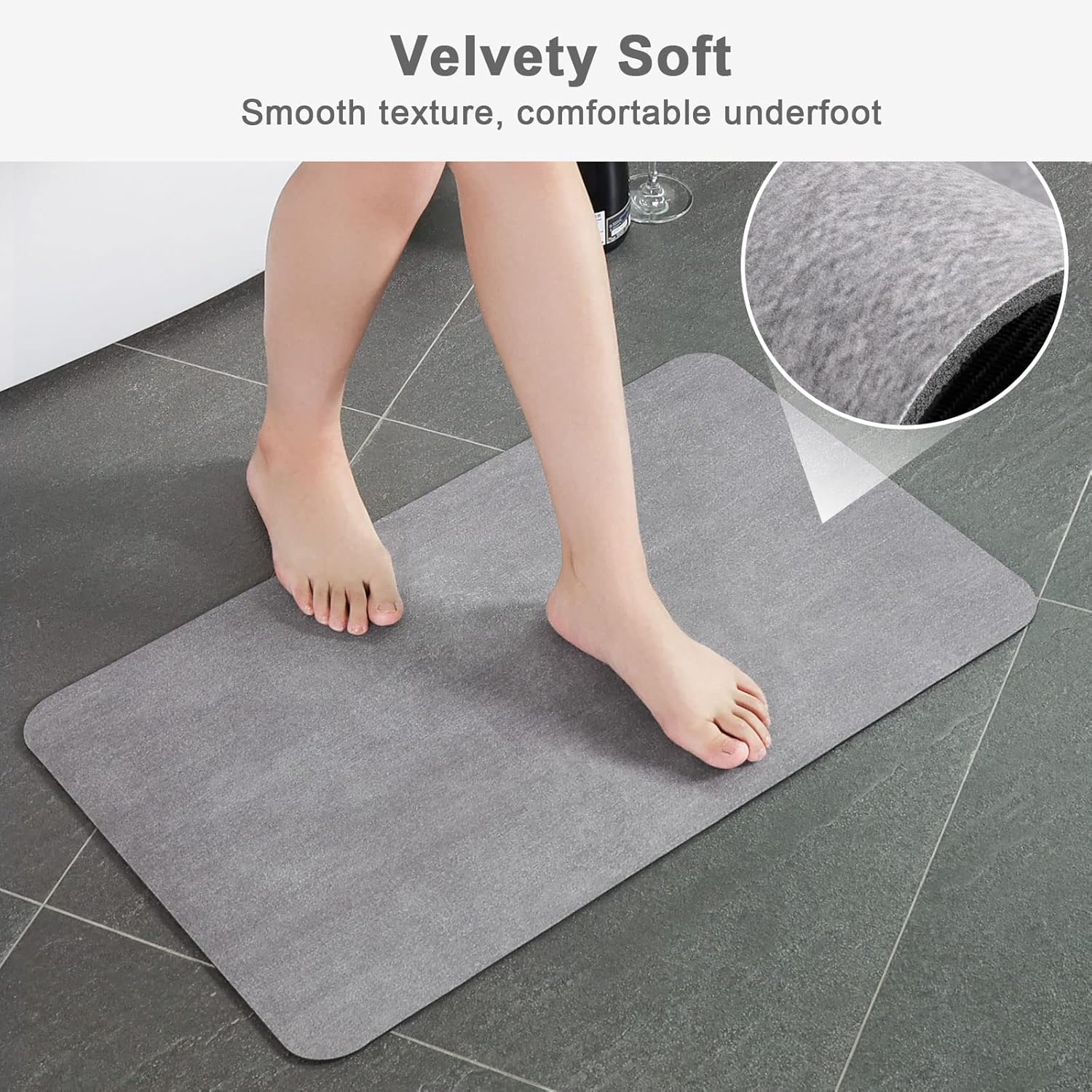 Stiio – Tapetes de baño de 17 x 29.5 pulgadas para baño, súper absorbentes, de secado rápido, de goma antideslizante, delgadas, para debajo de la