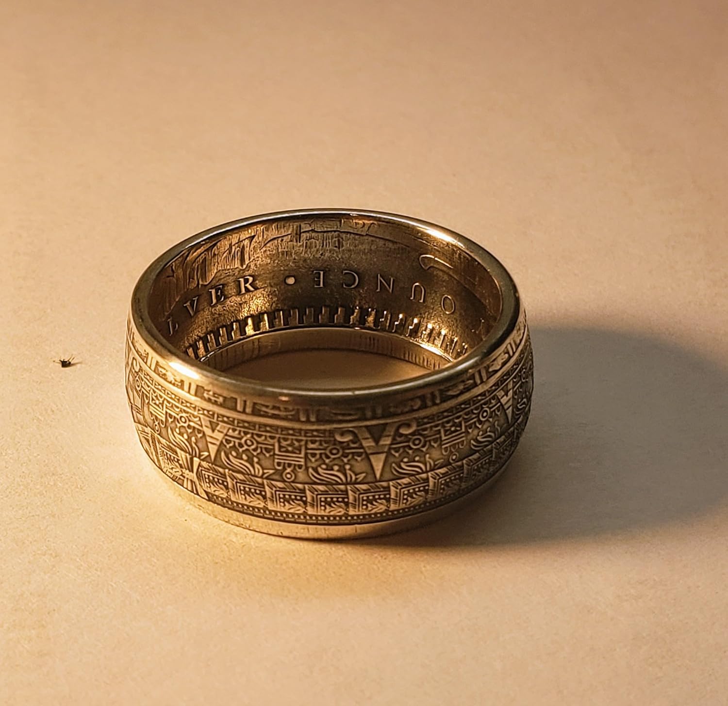 AZTEC 99.9 SILVER COIN RING (12 OZ. COIN)