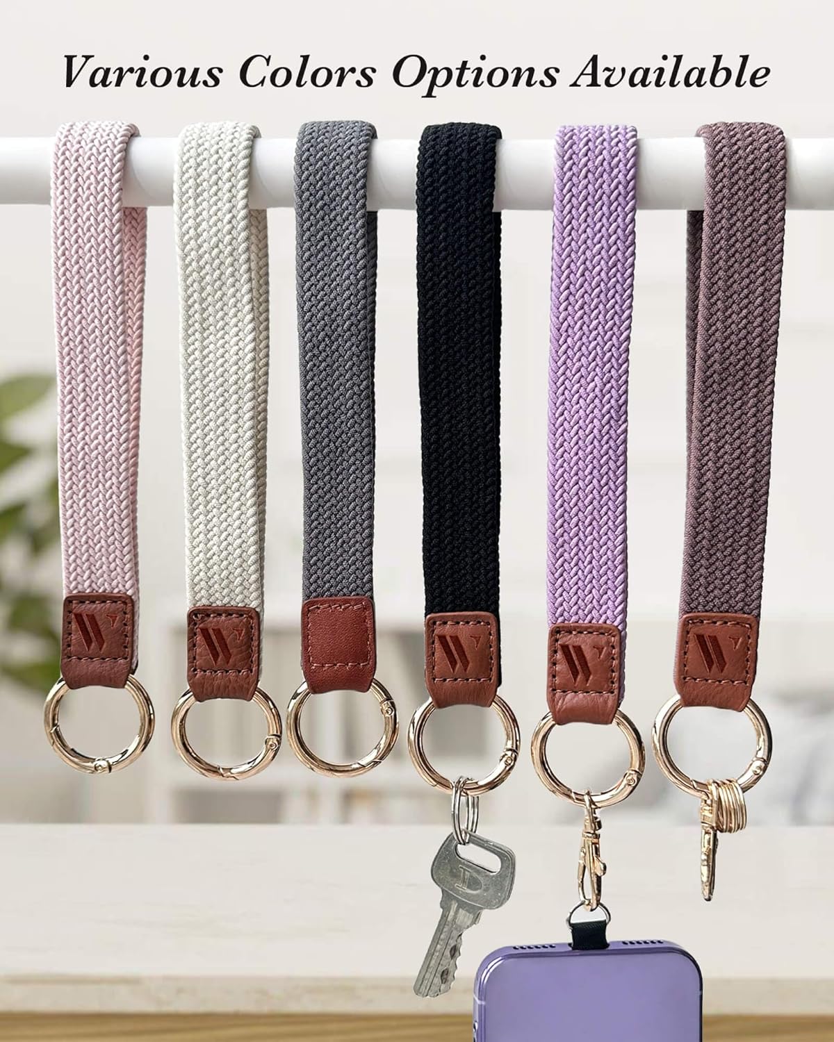 Llavero de pulsera para mujer, cordón elástico para muñeca, funda de teléfono, cartera, tarjetas de identificación