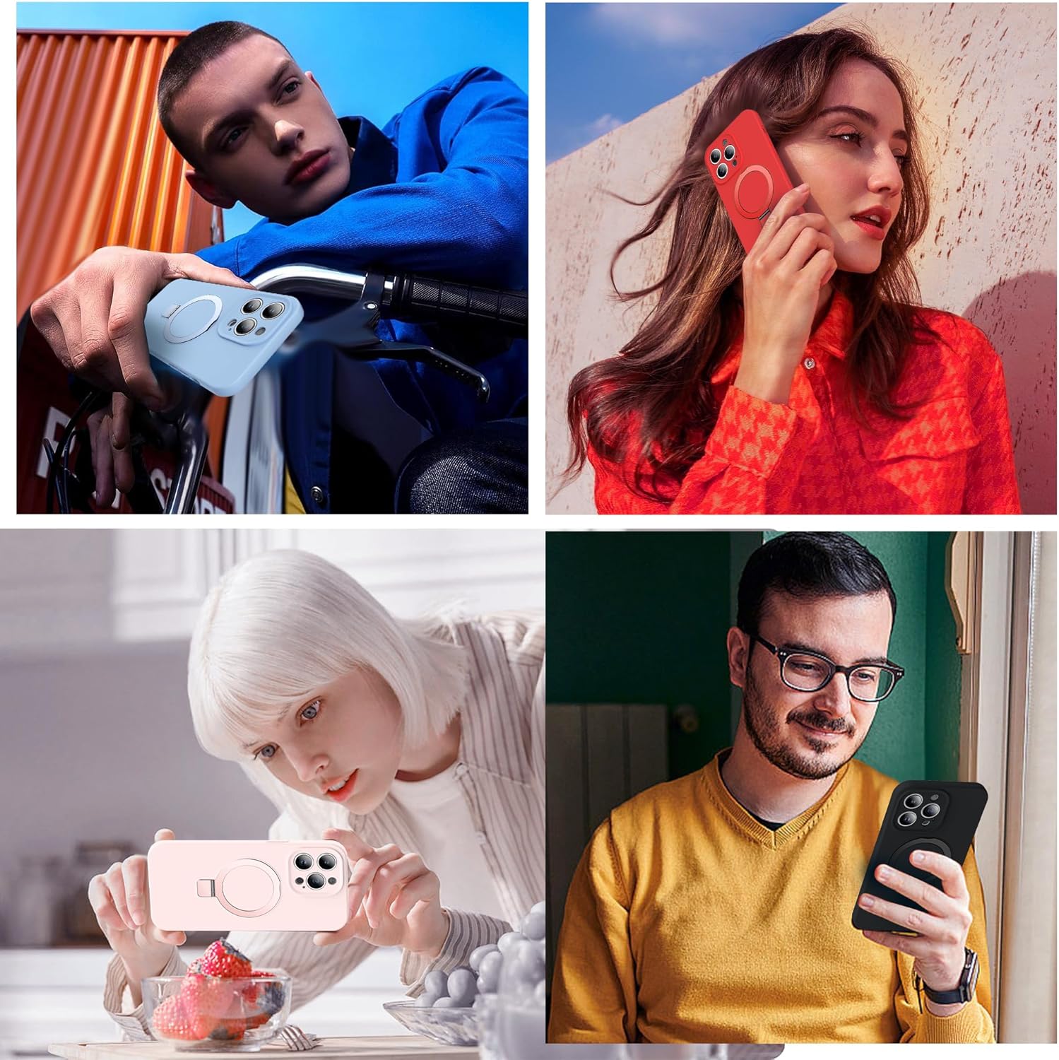 Cyberowl Funda para iPhone 11 Pro Max con soporte de anillo magnético de silicona de 6.5 pulgadas para mujeres y hombres compatible con MagSafe