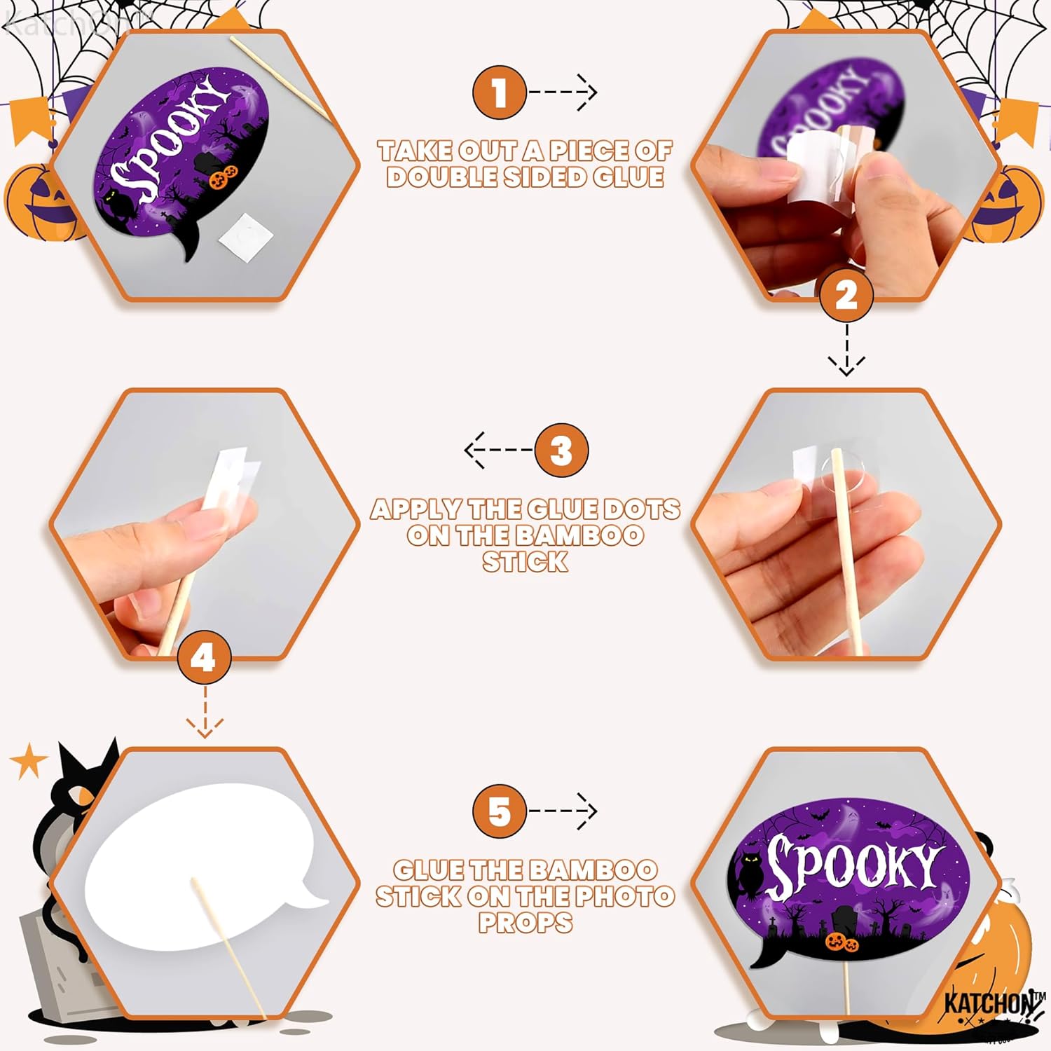 KatchOn, Accesorios aterradores para cabina de fotos de Halloween, paquete enorme de 36  Accesorios para fotos de Halloween  Accesorios de cabina de