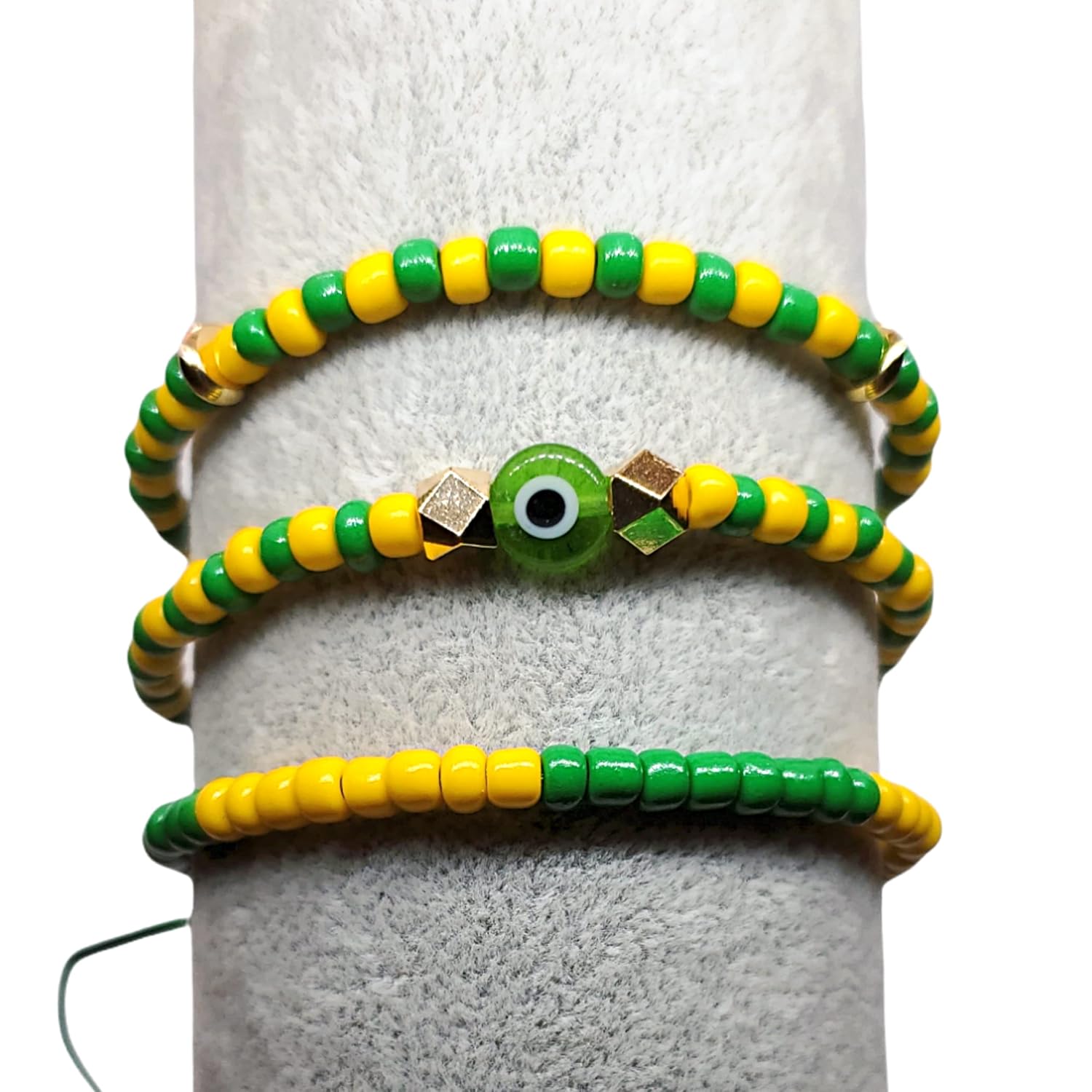 Evil Eye Orishas Protection Jewelry Ilde Elastic Stretch Adjustable Beaded Unisex Amulet Bracelet Pulsera Set (Orula)