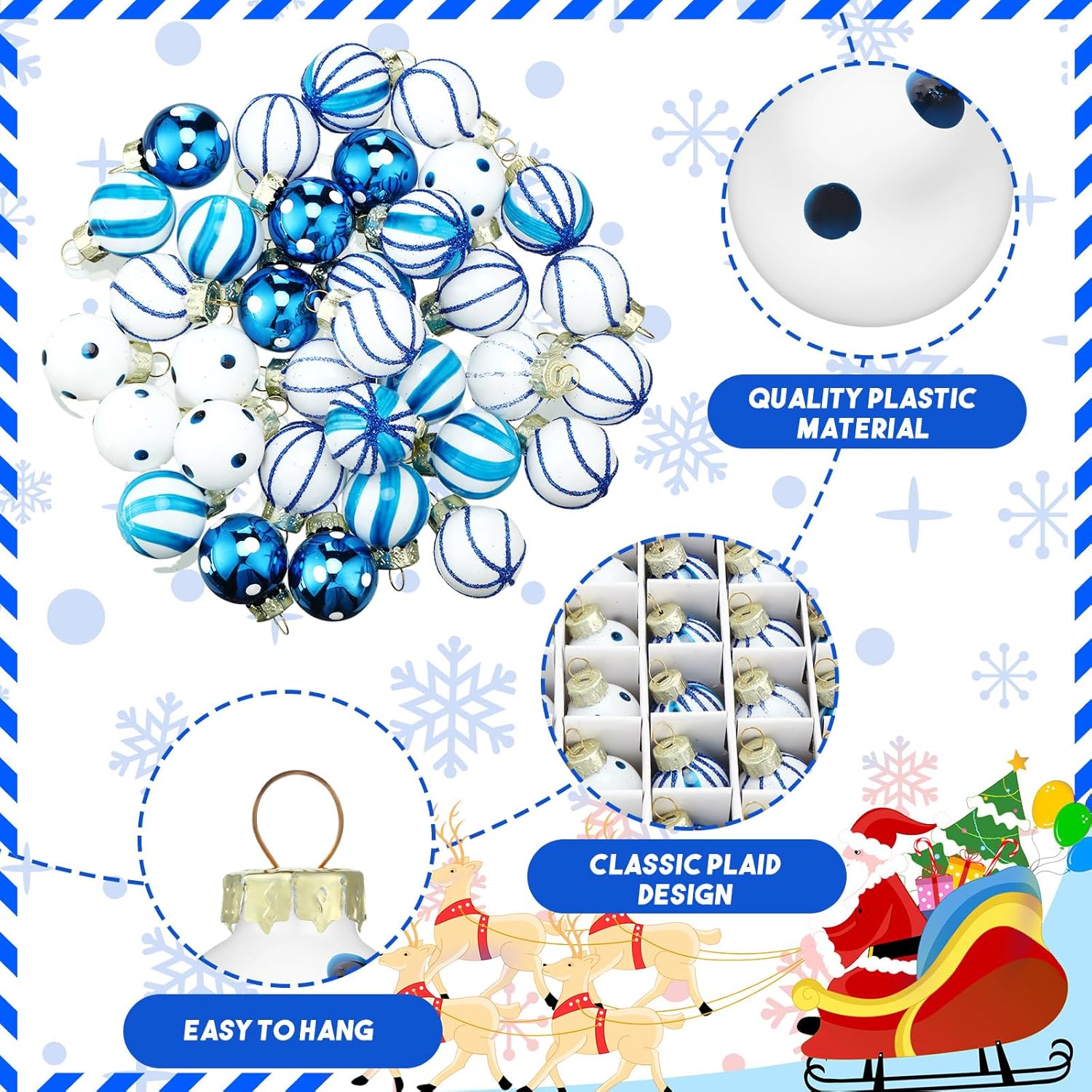 Zhanmai 36 adornos de Navidad, mini esferas de adornos de Navidad, bolas de Navidad de 1 pulgada, mini adornos para decoración de fiestas, bolas en