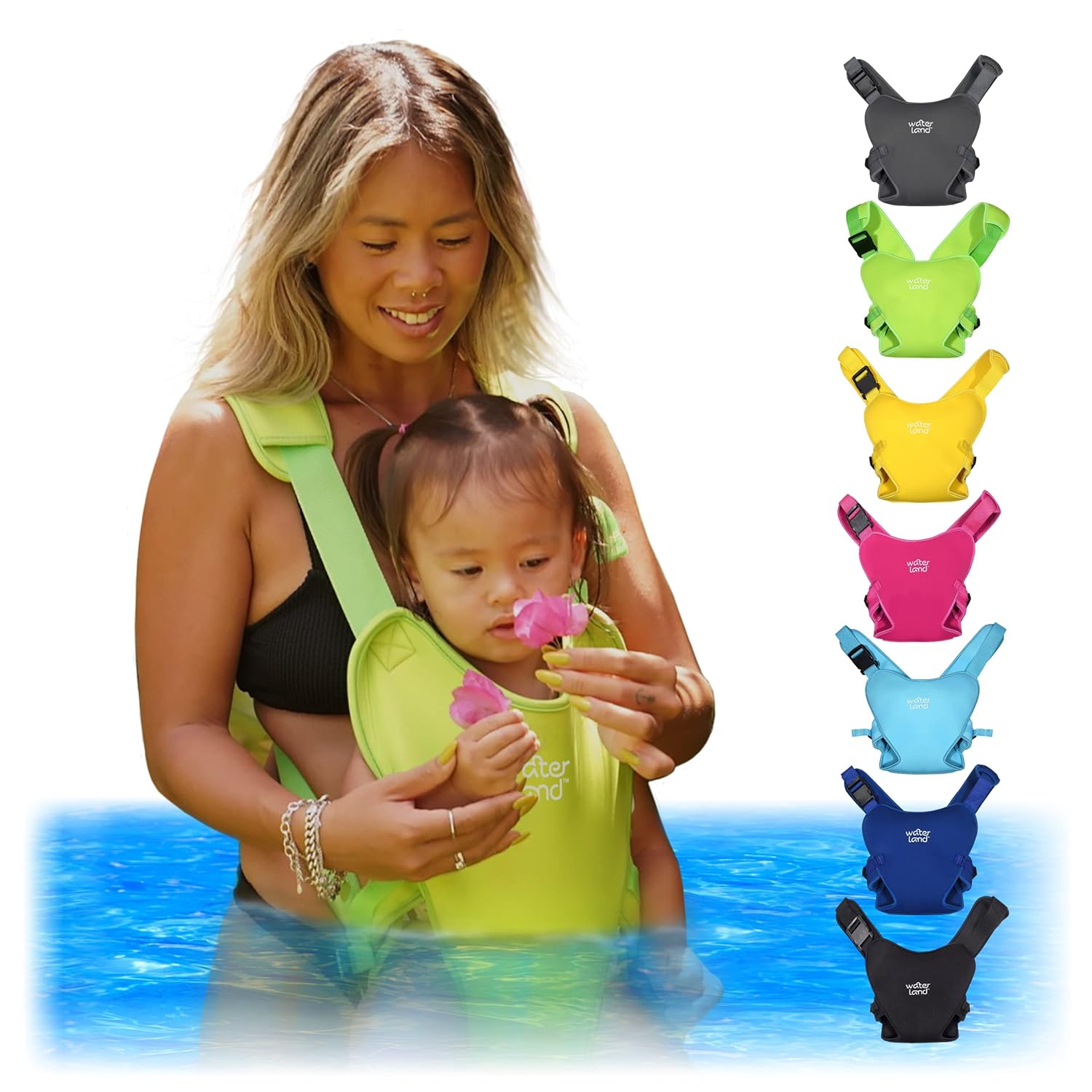 WaterLand Portabebés  Innovador portabebés que puedes utilizar tanto en agua como en tierra  Soporte impermeable para el pecho infantil con correas