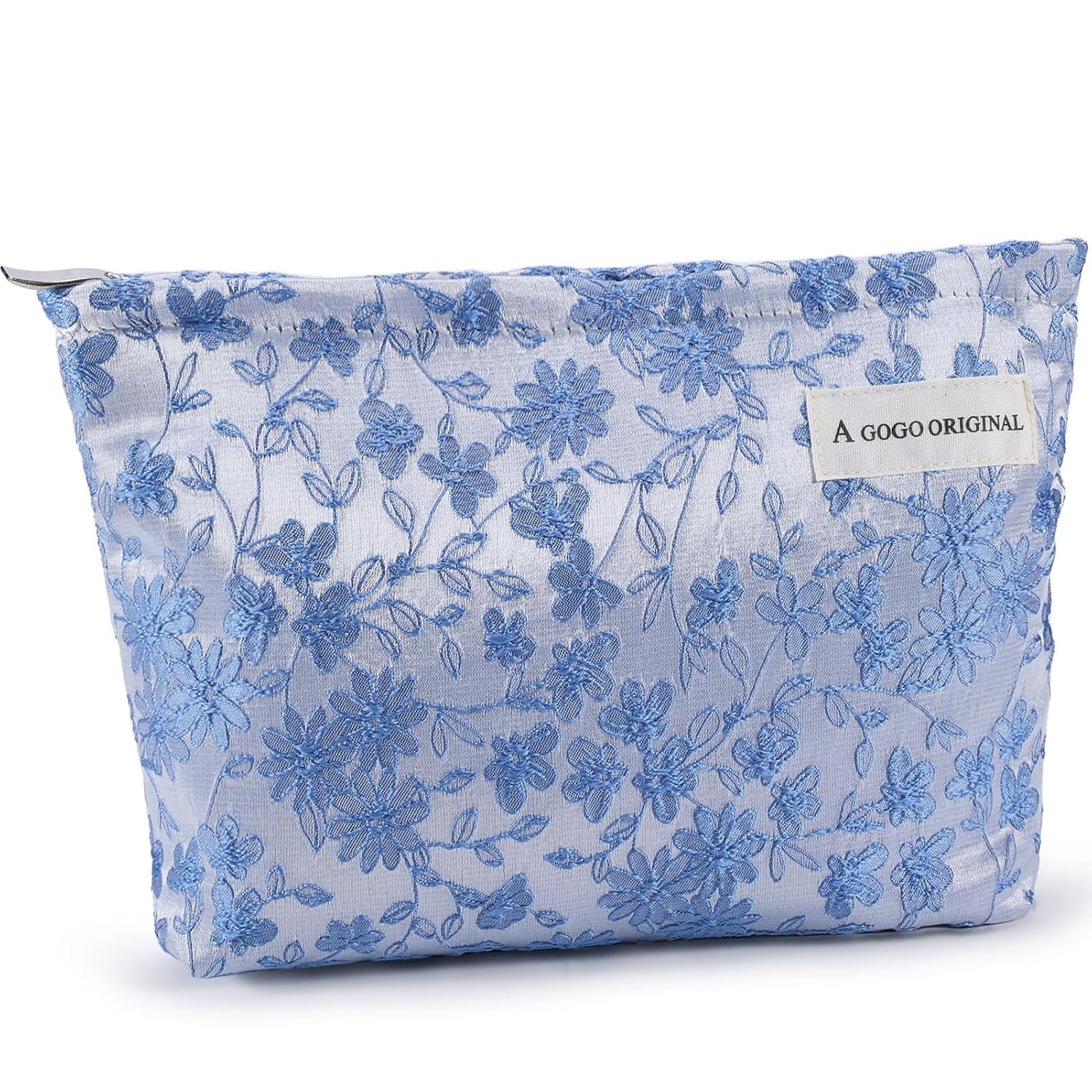 ZLFSRQ Bolsa de maquillaje de flores de margarita, bolsas de cosméticos para mujer, bolsa de maquillaje grande con cremallera, bolsa de cosméticos