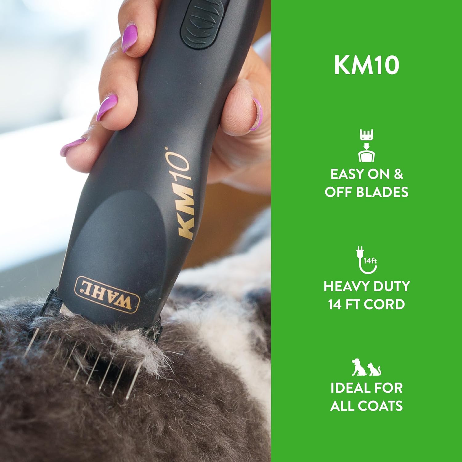WAHL Professional Animal KM10 – Kit de cortadora de pelo de 2 velocidades sin escobillas para mascotas, perros y caballos, suministros de aseo para