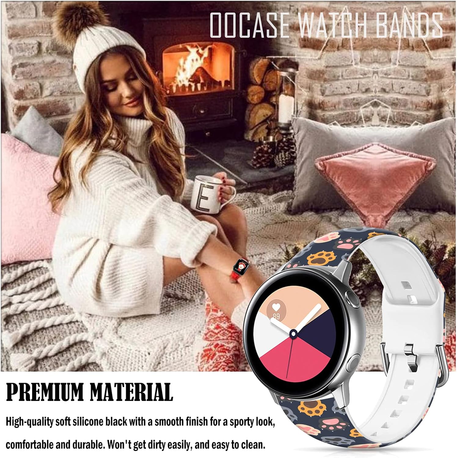 Correas de Navidad de 0.787 pulgadas compatibles con Samsung Galaxy Active 2 de 1.732 pulgadas, 1.575 pulgadas, Galaxy Watch 3 de 1.614