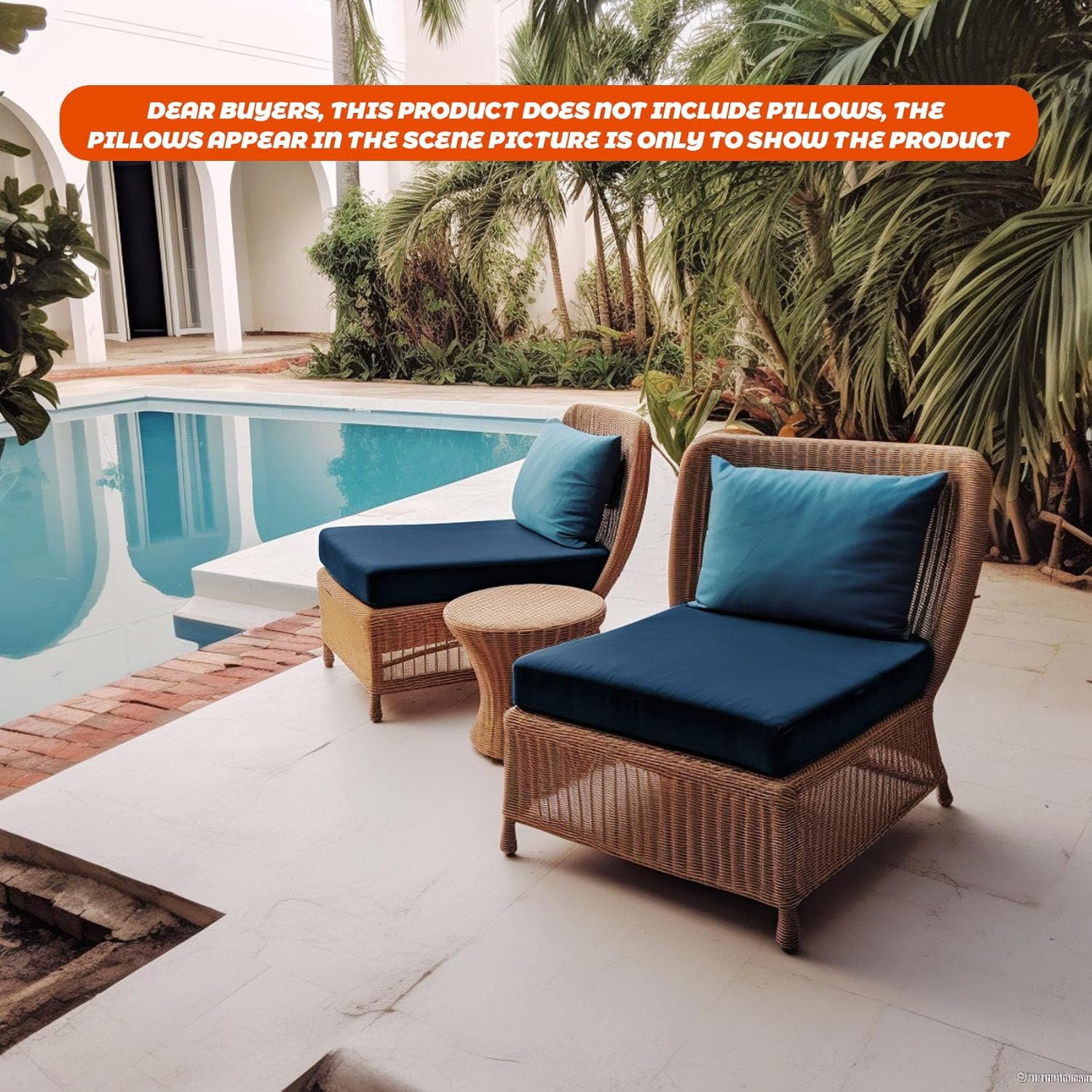 mudilun Fundas de cojín impermeables para exteriores, 24 x 24 x 4 pulgadas, antideslizantes, para muebles de patio, interiores, con cremallera,